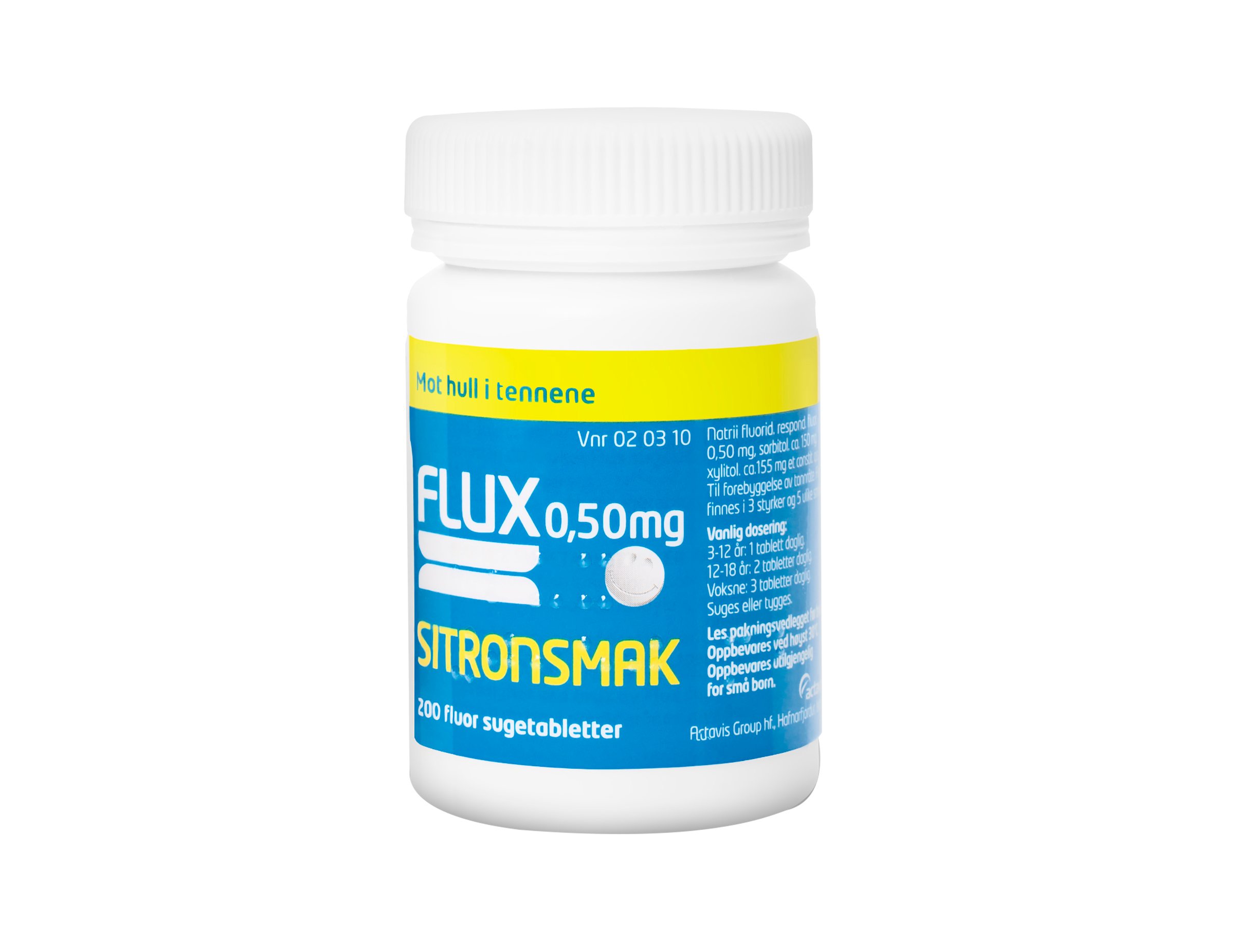 Flux Fluortabletter 0,50mg sitronsmak, 200 stk.