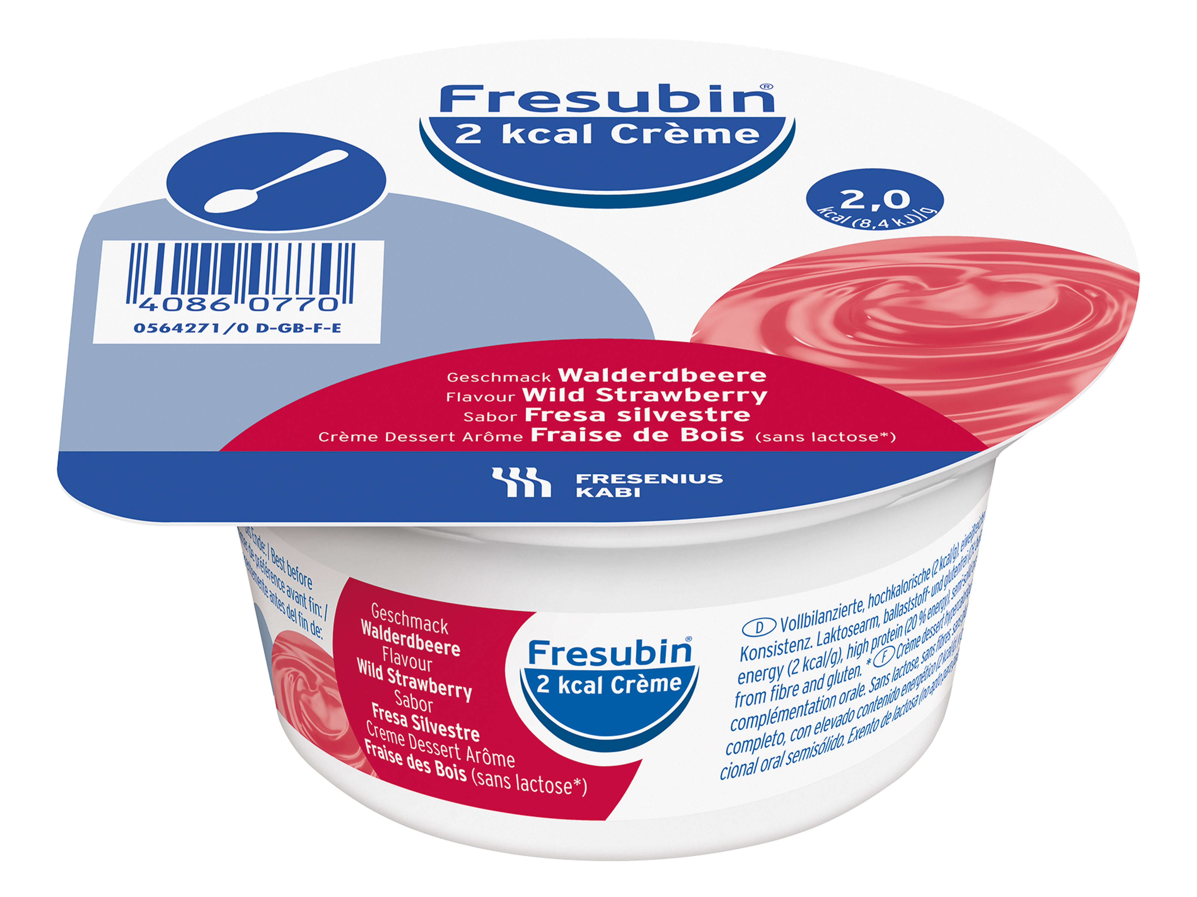 Fresubin 2kcal Crème markjordbær, 4x125 ml