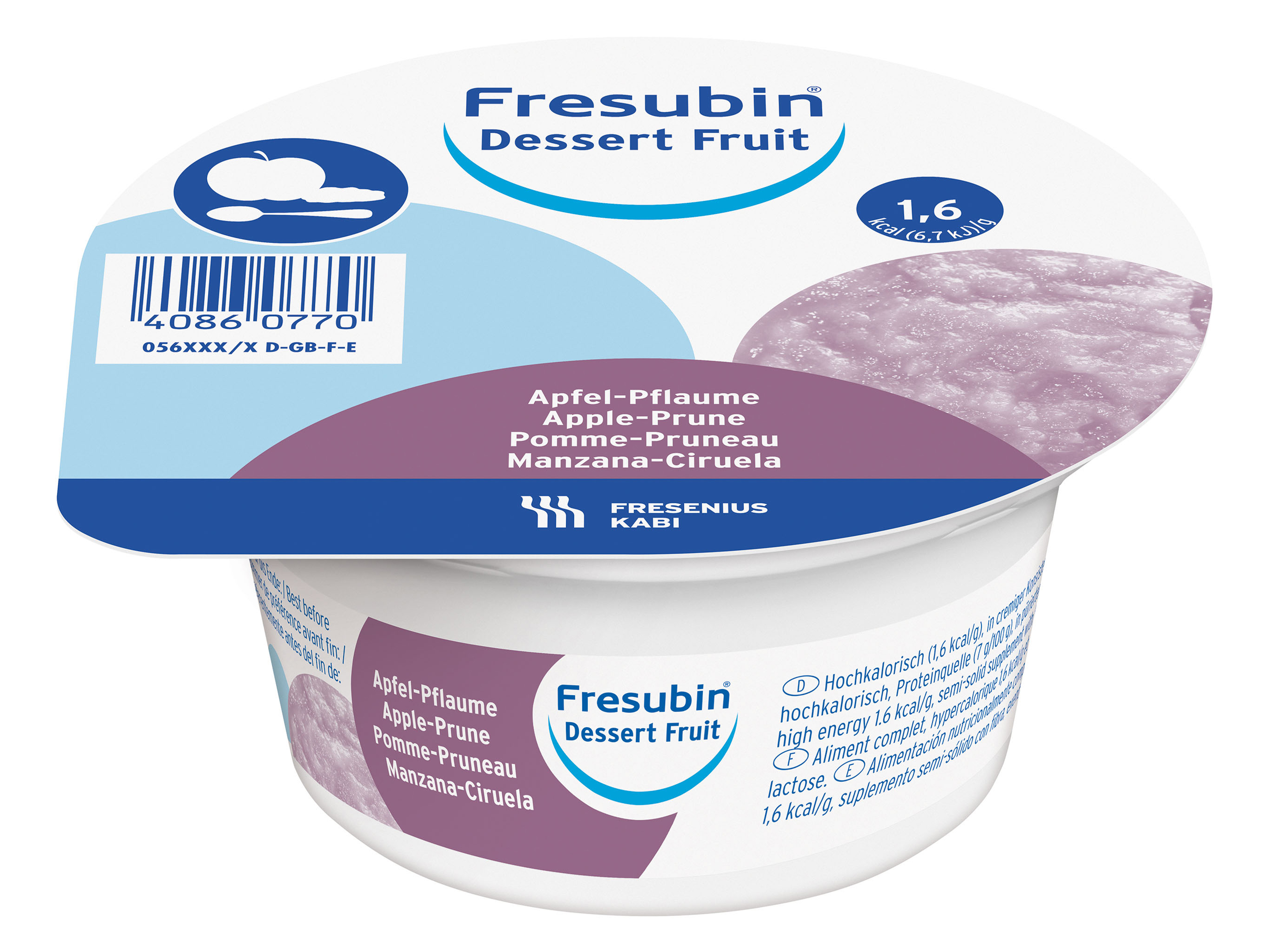 Fresubin Dessert Fruit eple og plomme, 4x125 gram