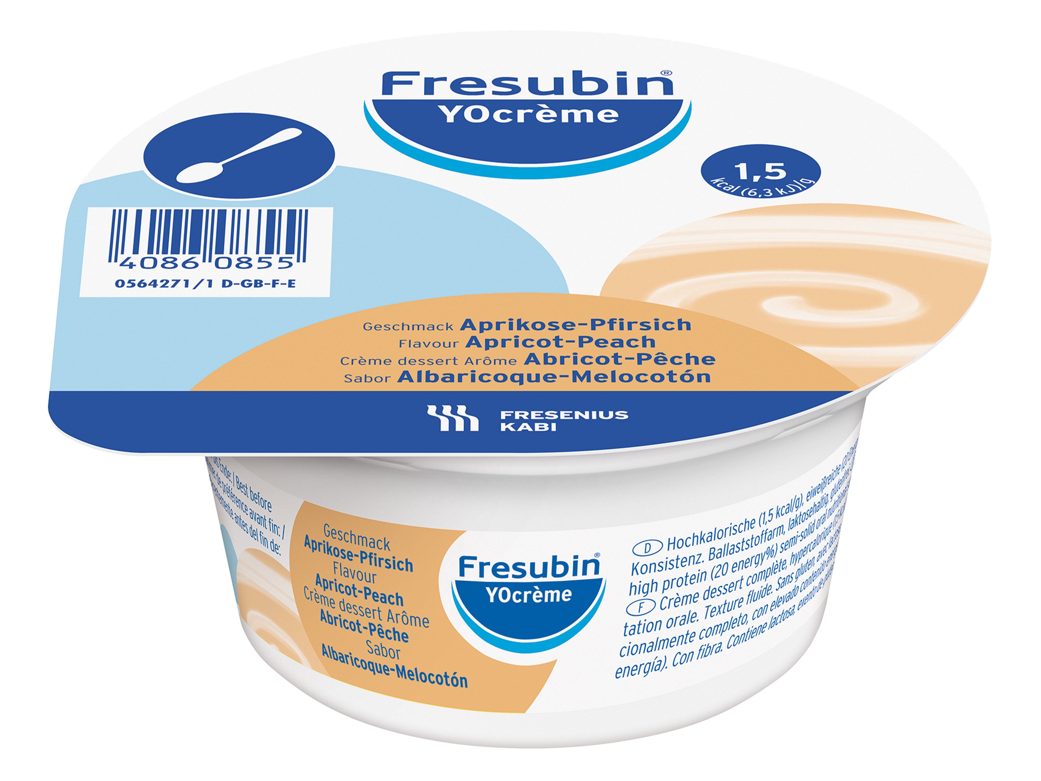 Fresubin YOcrème aprikos og fersken, 4x125 gram