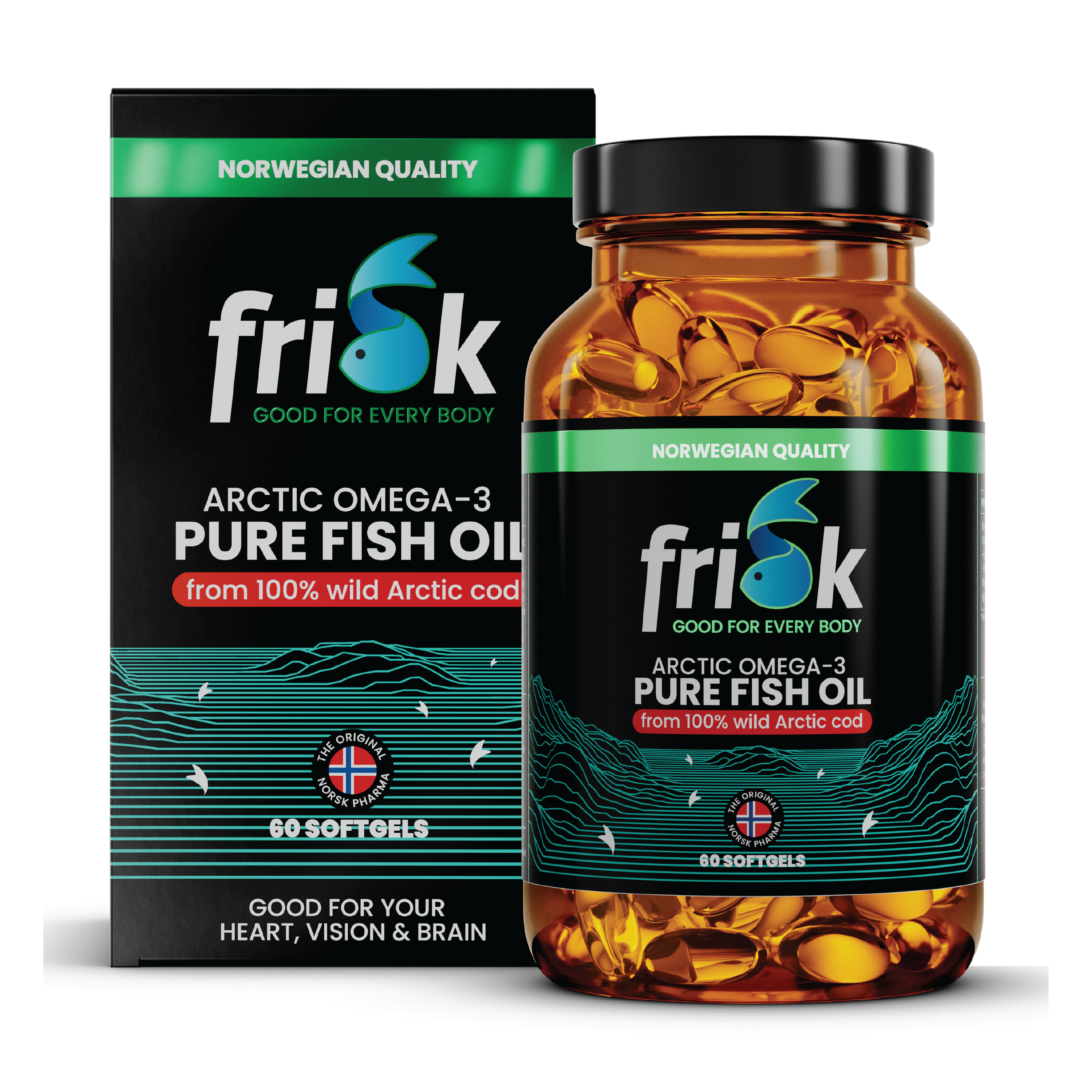 Frisk Arctic Omega-3 Ren fiskeolje, 60 stk.