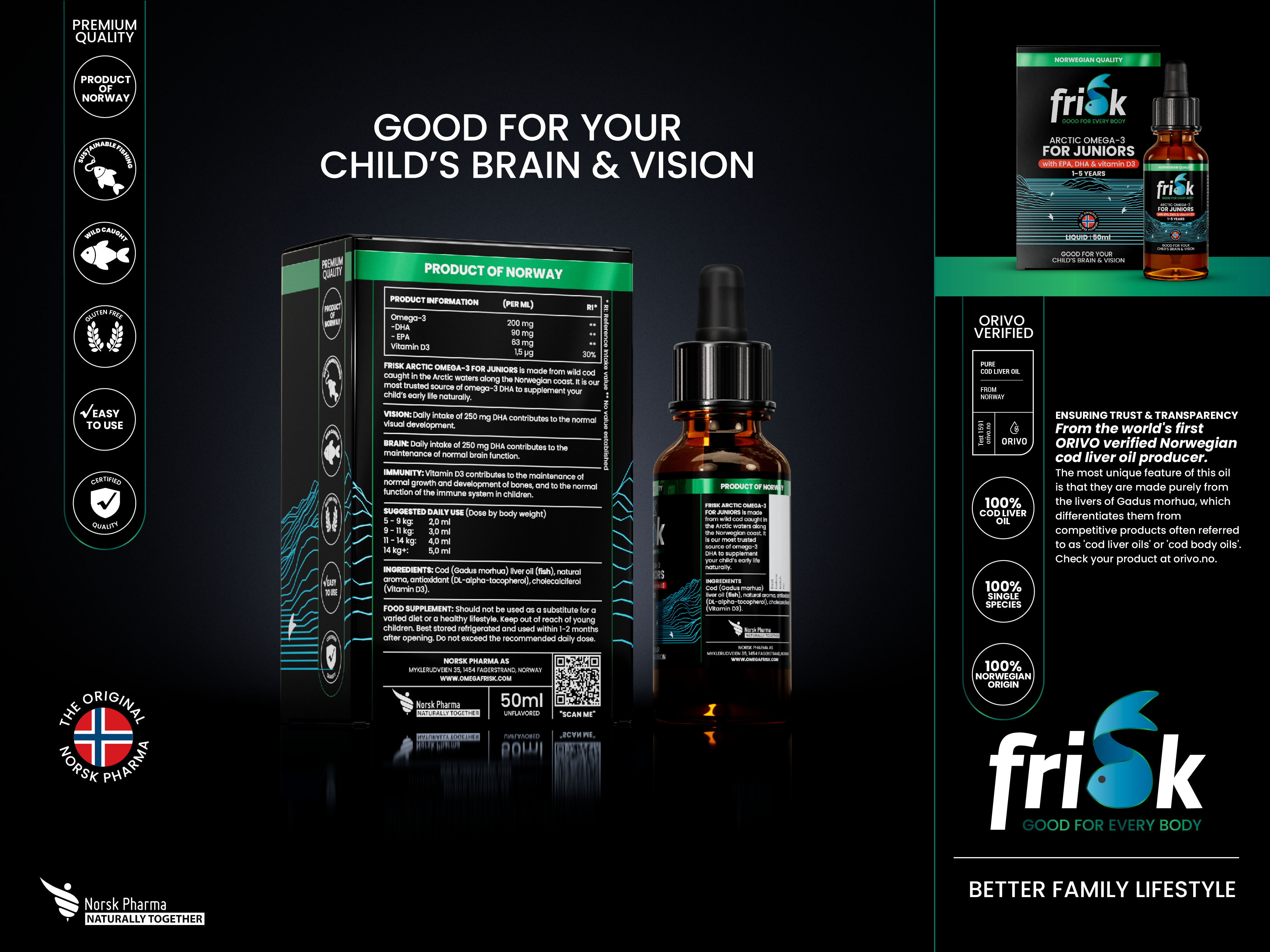 Frisk Arctic Omega-3 Dråper Junior, 50 ml