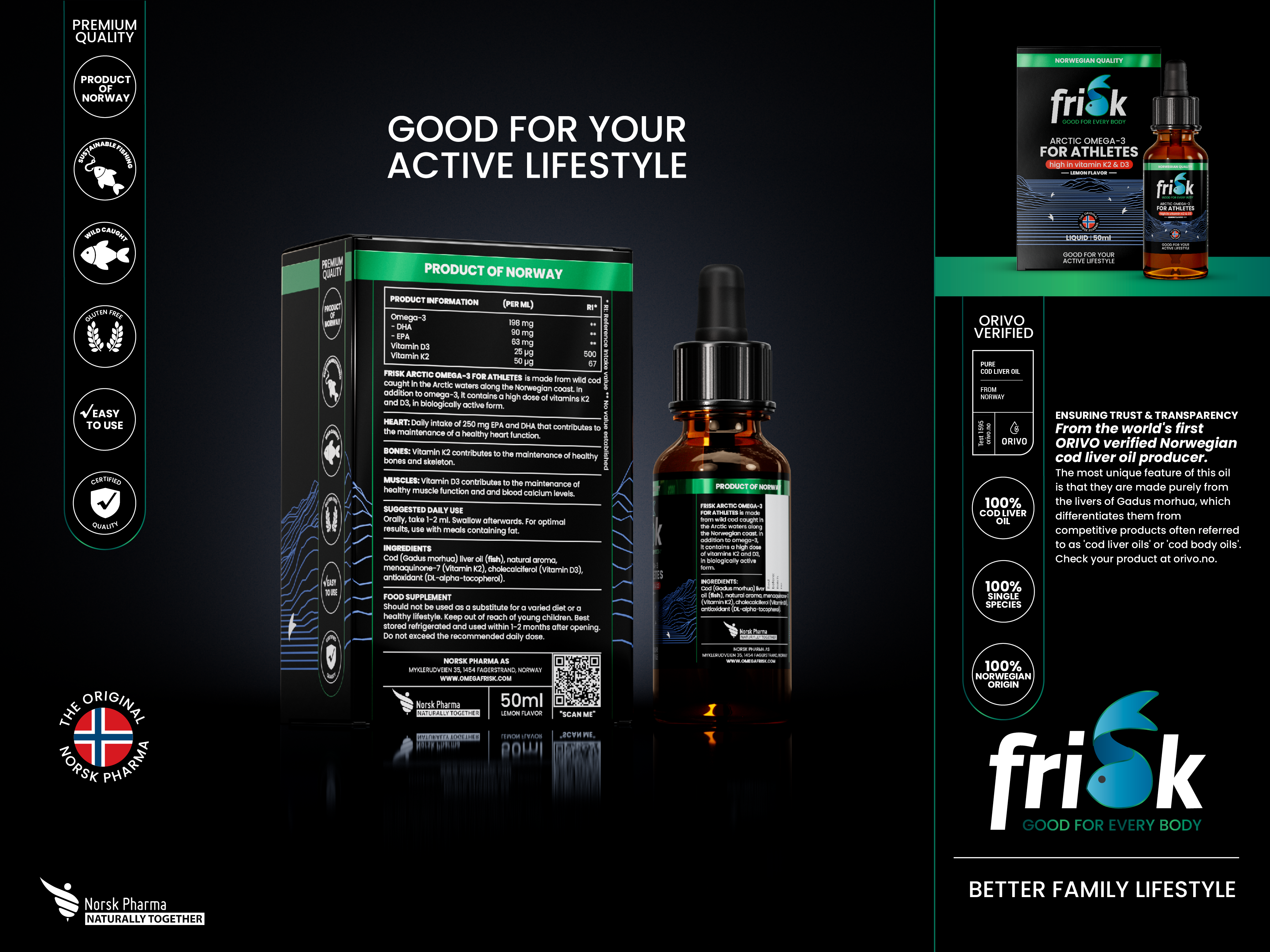 Frisk Arctic Omega-3 for Atleter, 50 ml