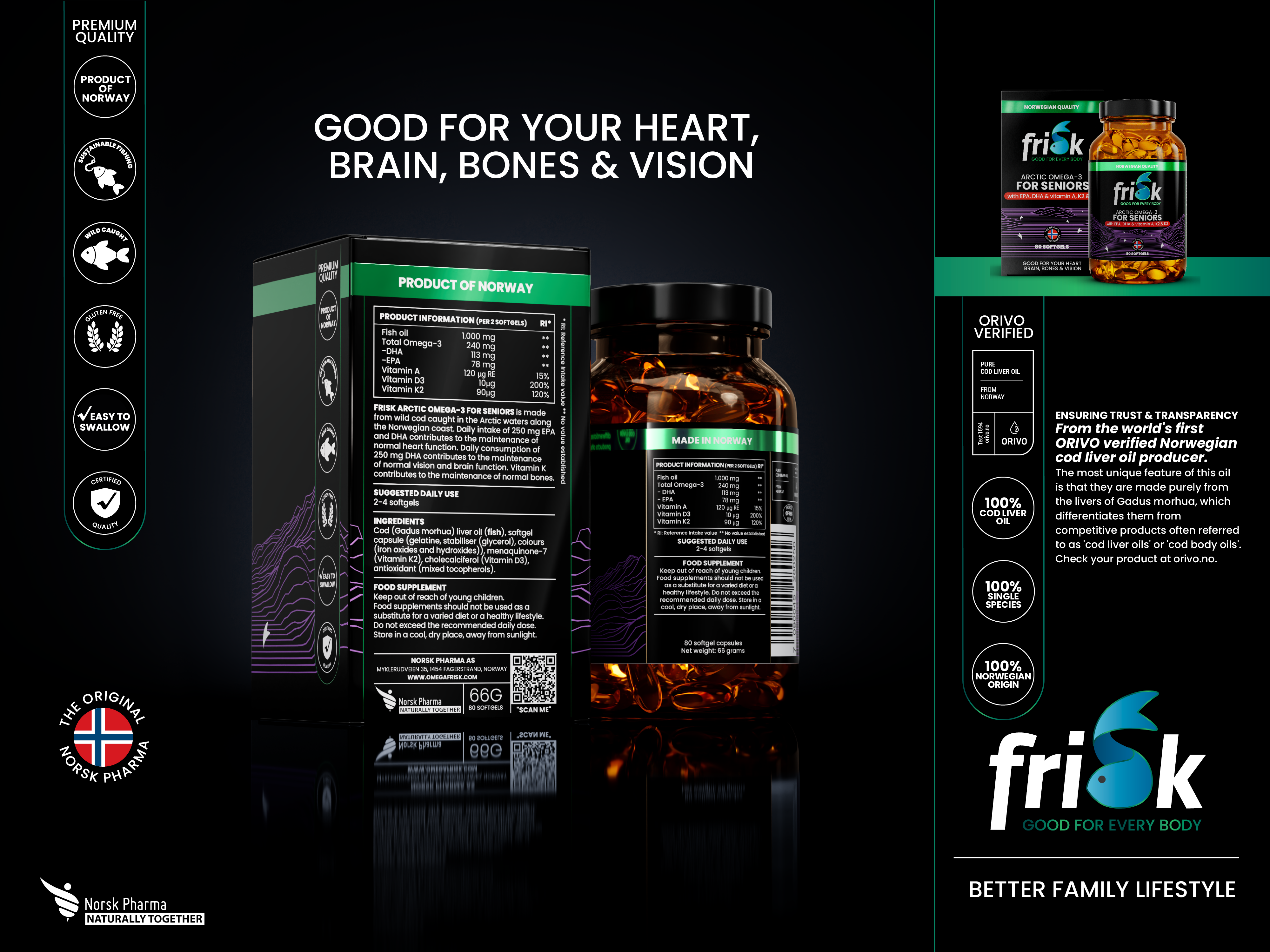 Frisk Arctic Omega-3 Senior, 80 stk.