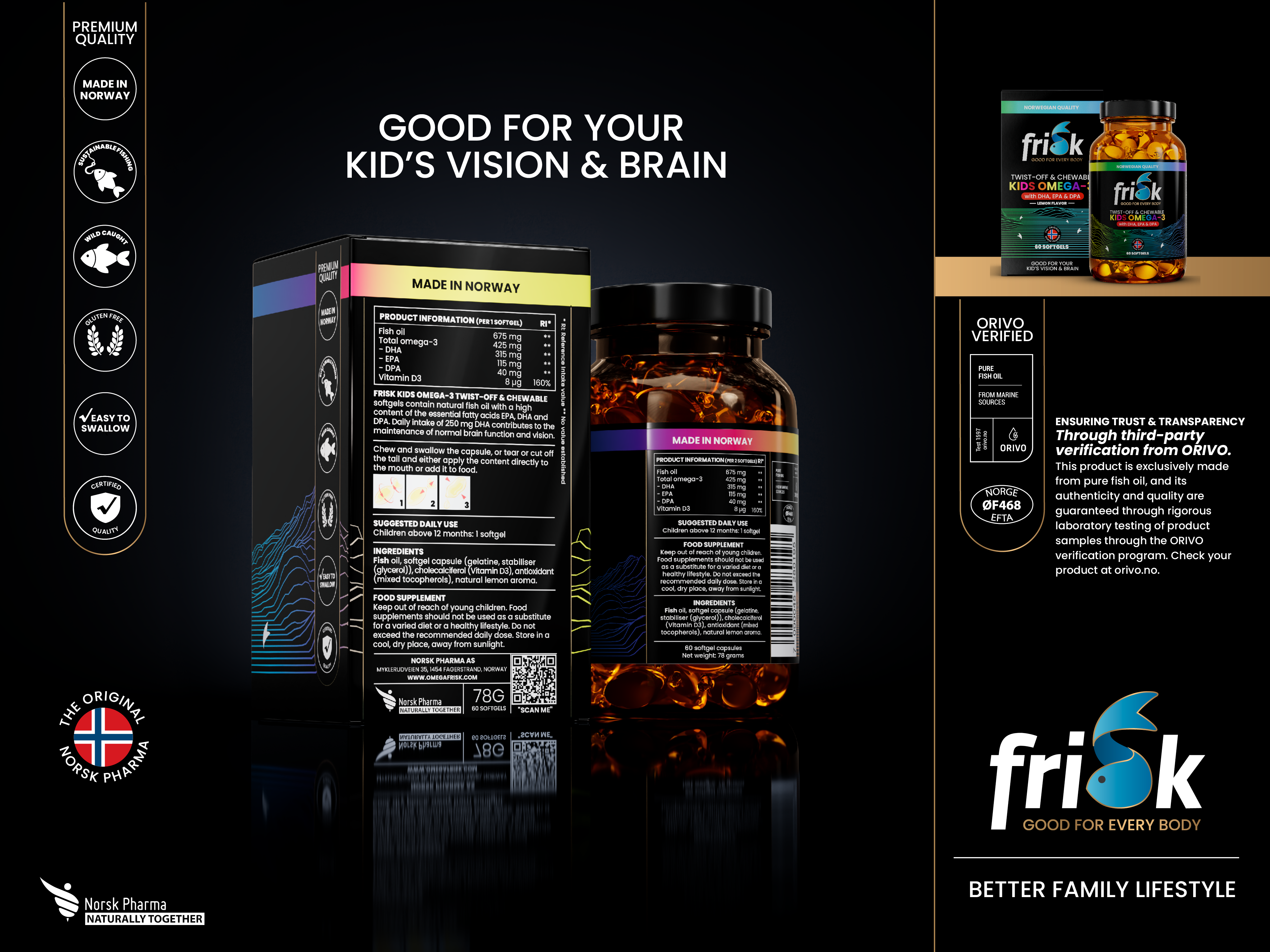 Frisk Omega-3 Barn, 60 stk.