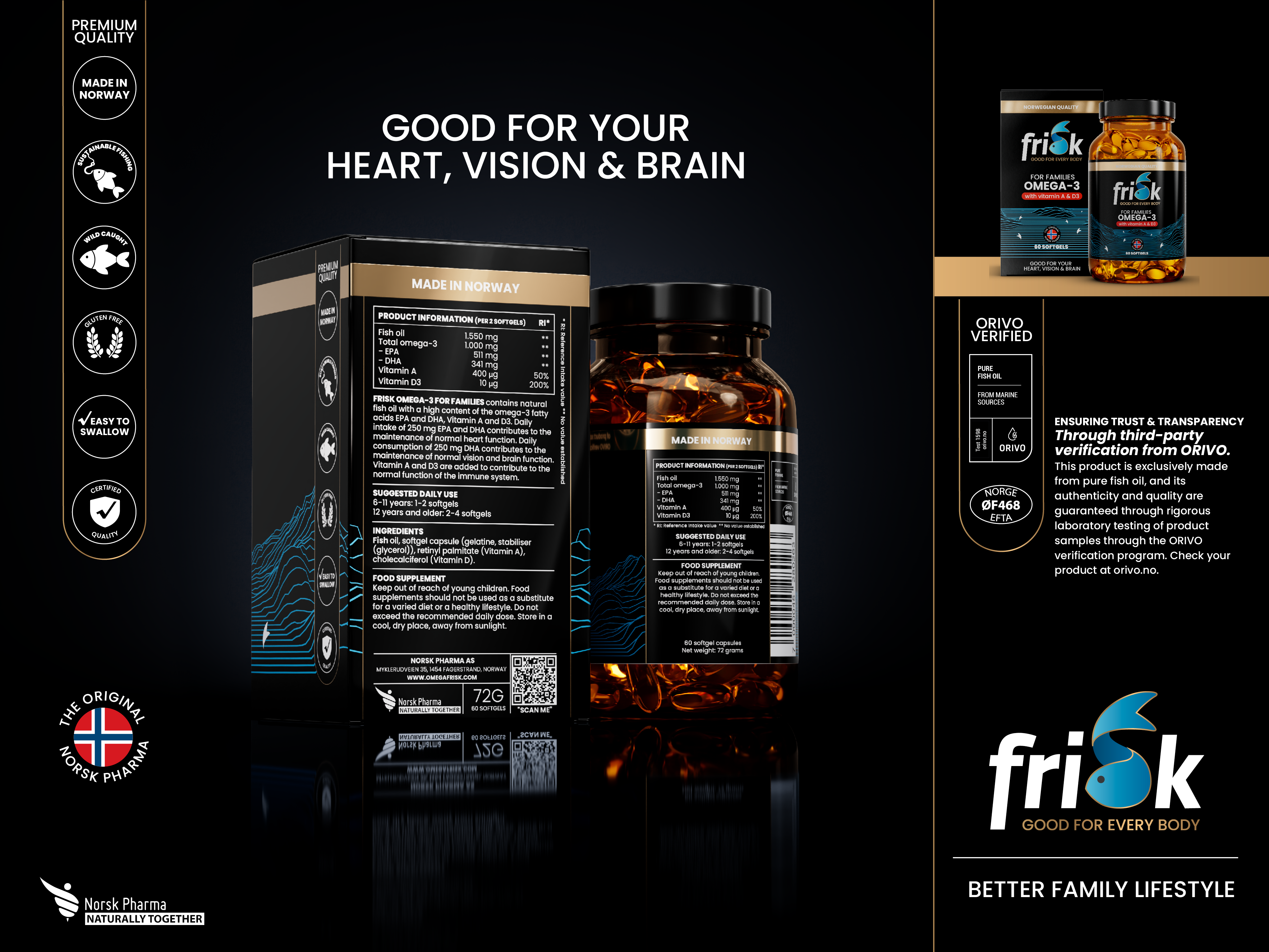 Frisk Omega-3 Familie, 120 stk.