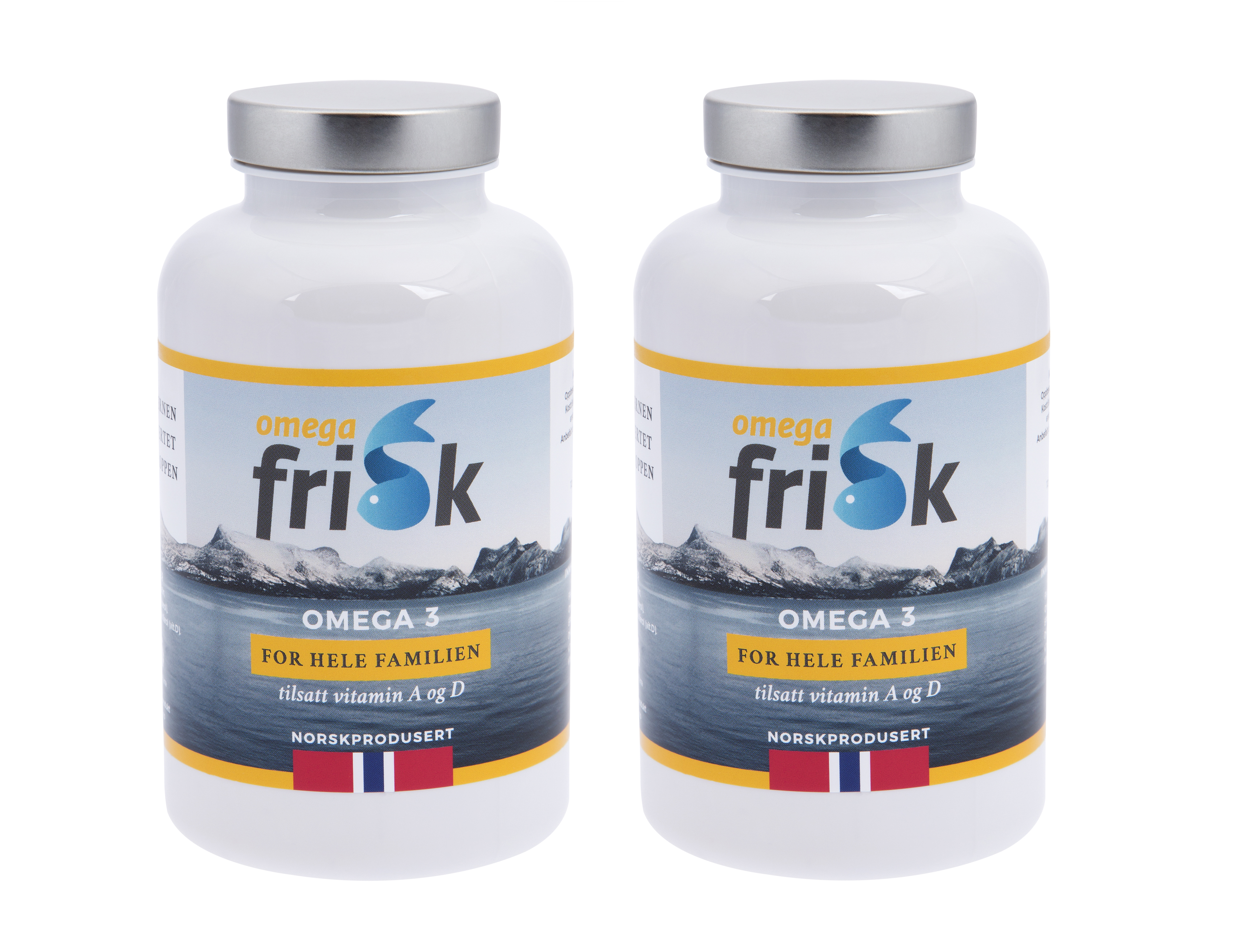 Frisk Omega 3, Omega 3-tilskudd for hele familen,  2 pakker à 180 kapsler