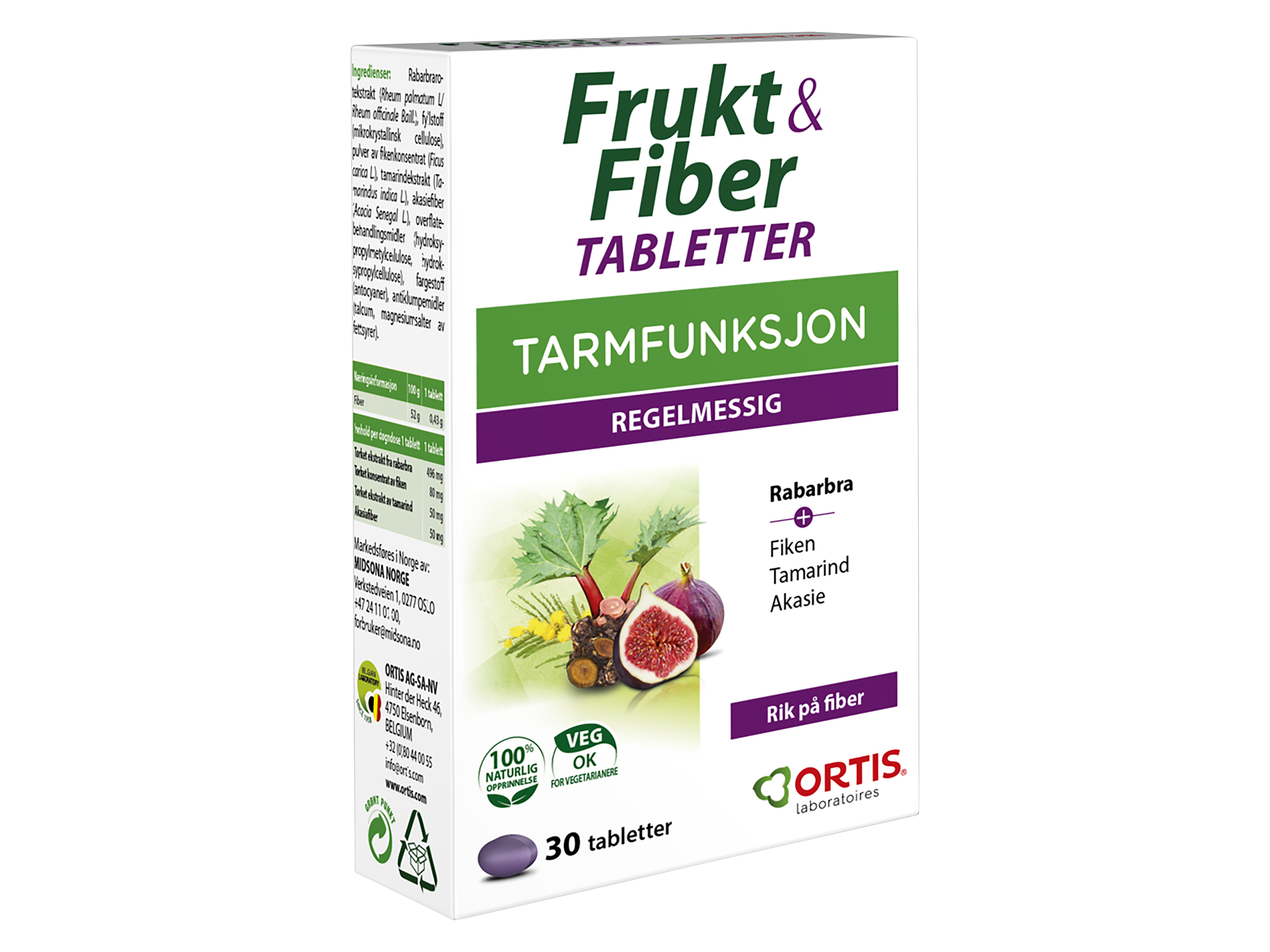 Frukt & Fiber Tabletter, 30 stk. på brett