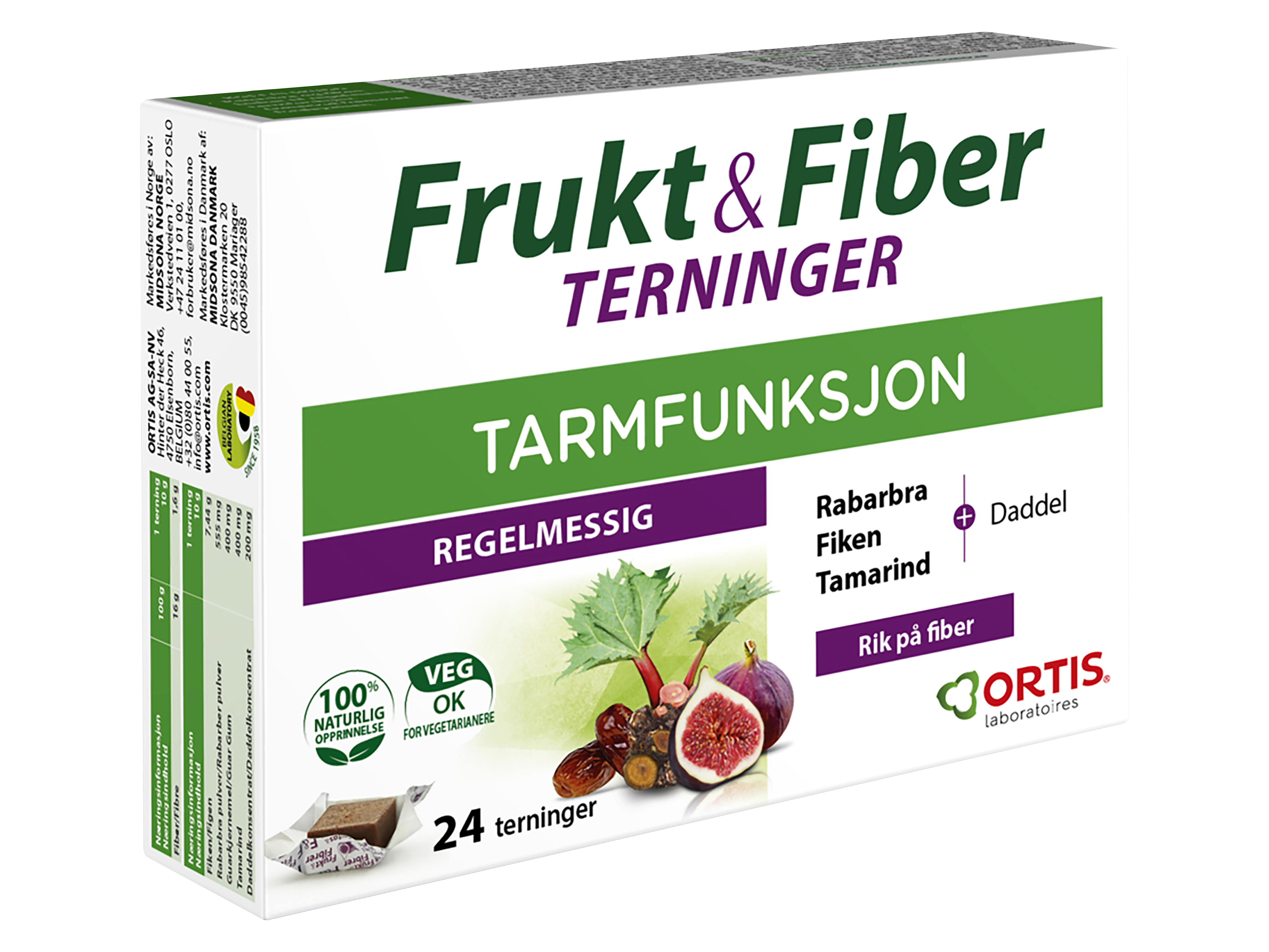 Frukt & Fiber Tyggetabletter/Terning, 24 stk
