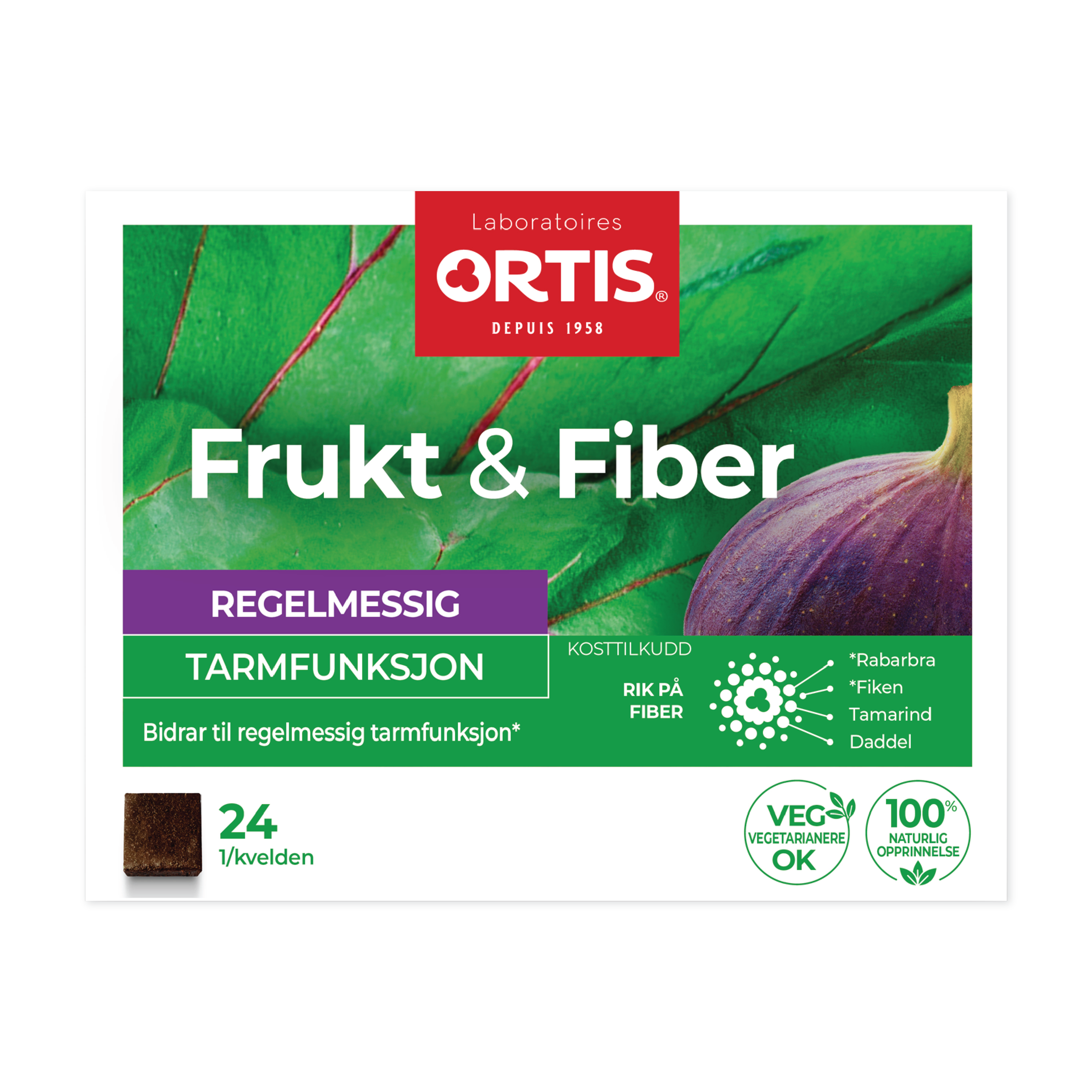 Frukt & Fiber Tyggetabletter/Terning, 24 stk
