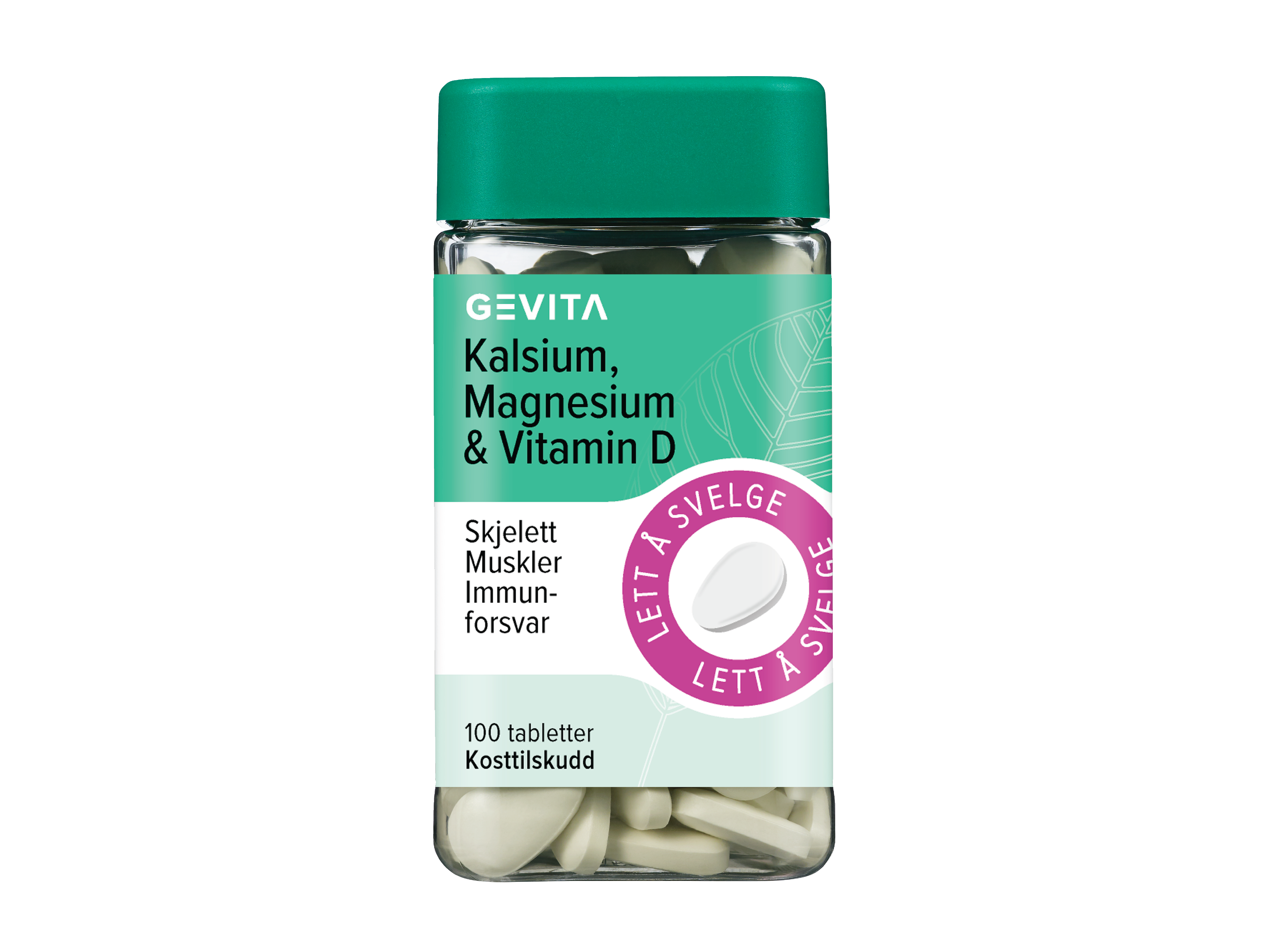 Gevita Kalsium, Magnesium & Vitamin D, 100 tabletter