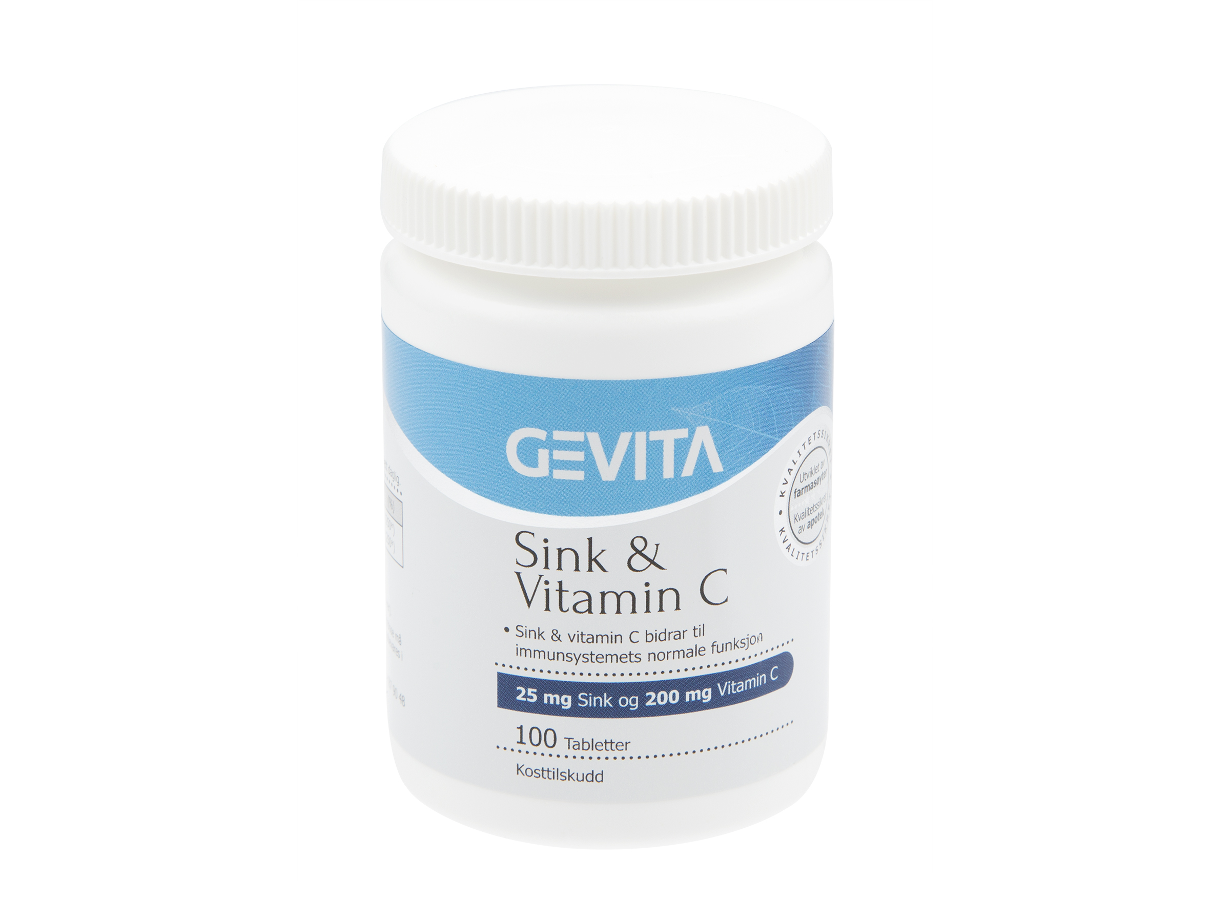 Gevita sink med C-vitamin tabletter, 100 stk.