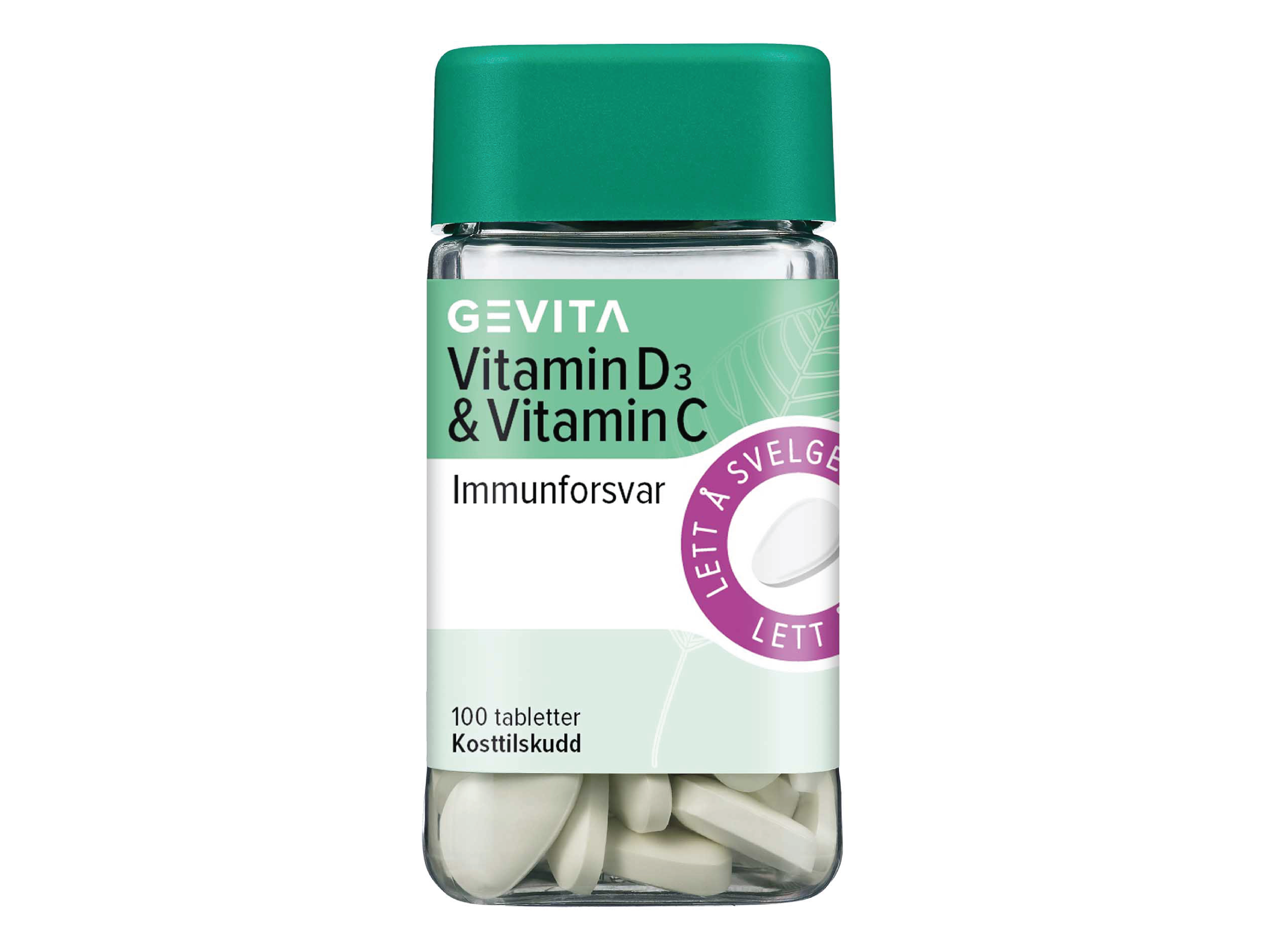 Gevita Vitamin D3 & Vitamin C, 100 tabletter
