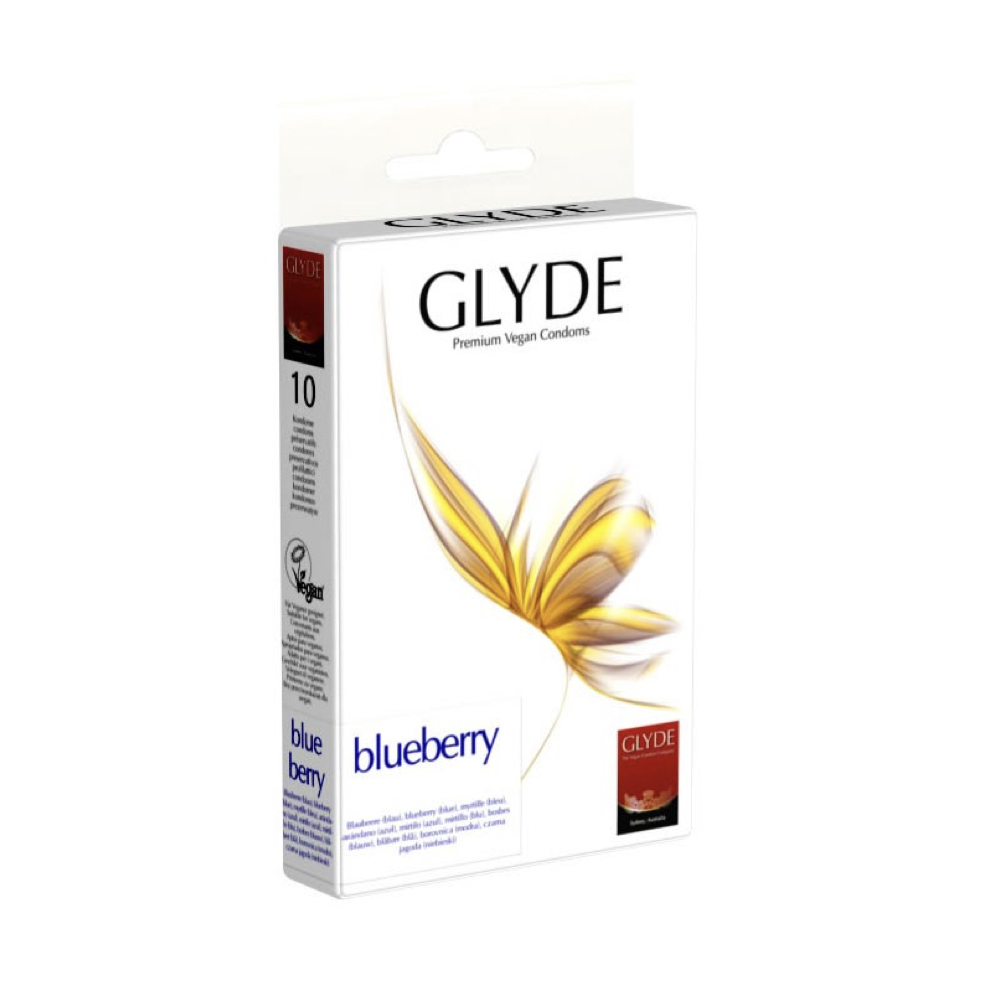 Glyde Premium Vegan Condoms Blueberry, 10 stk.