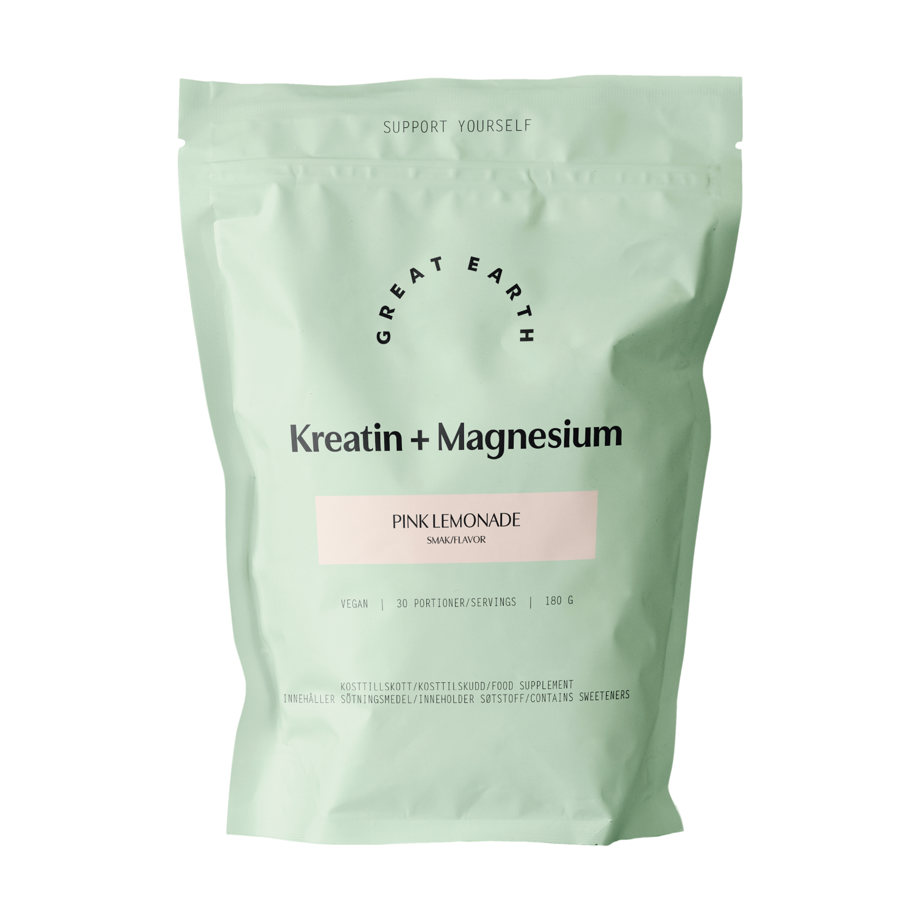 Great Earth Kreatin + Magnesium pulver, Pink lemonade, 180 g