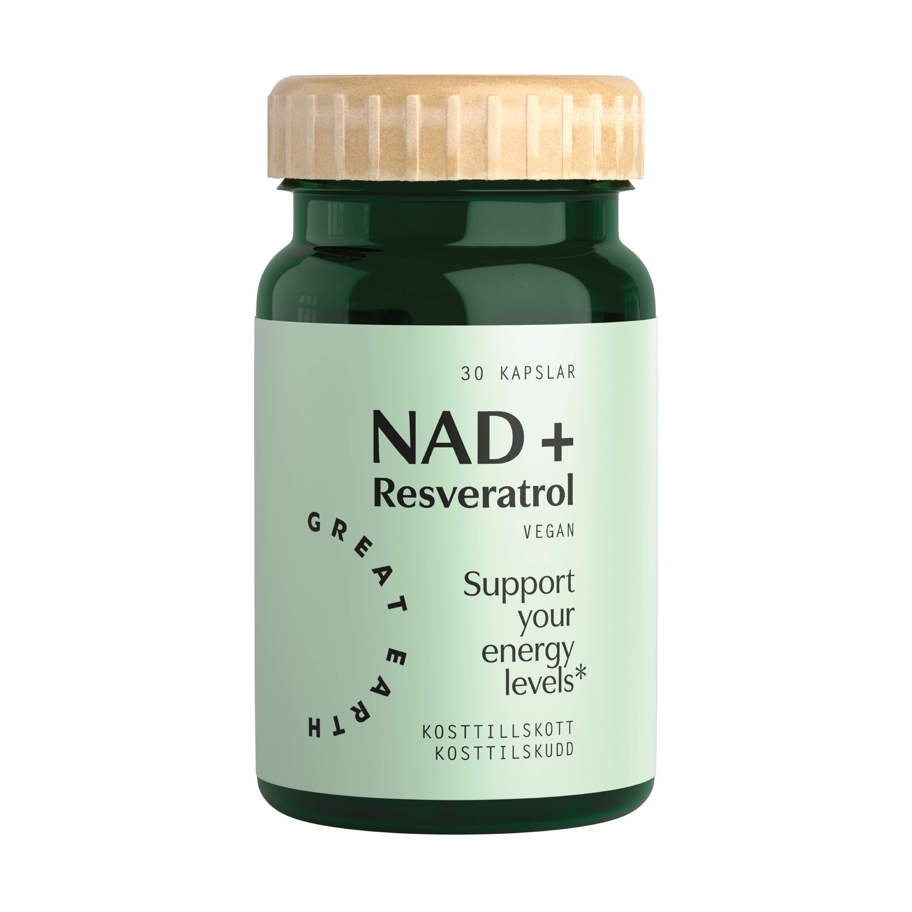 Great Earth NAD+ Resveratrol kapsler, 30 stk.