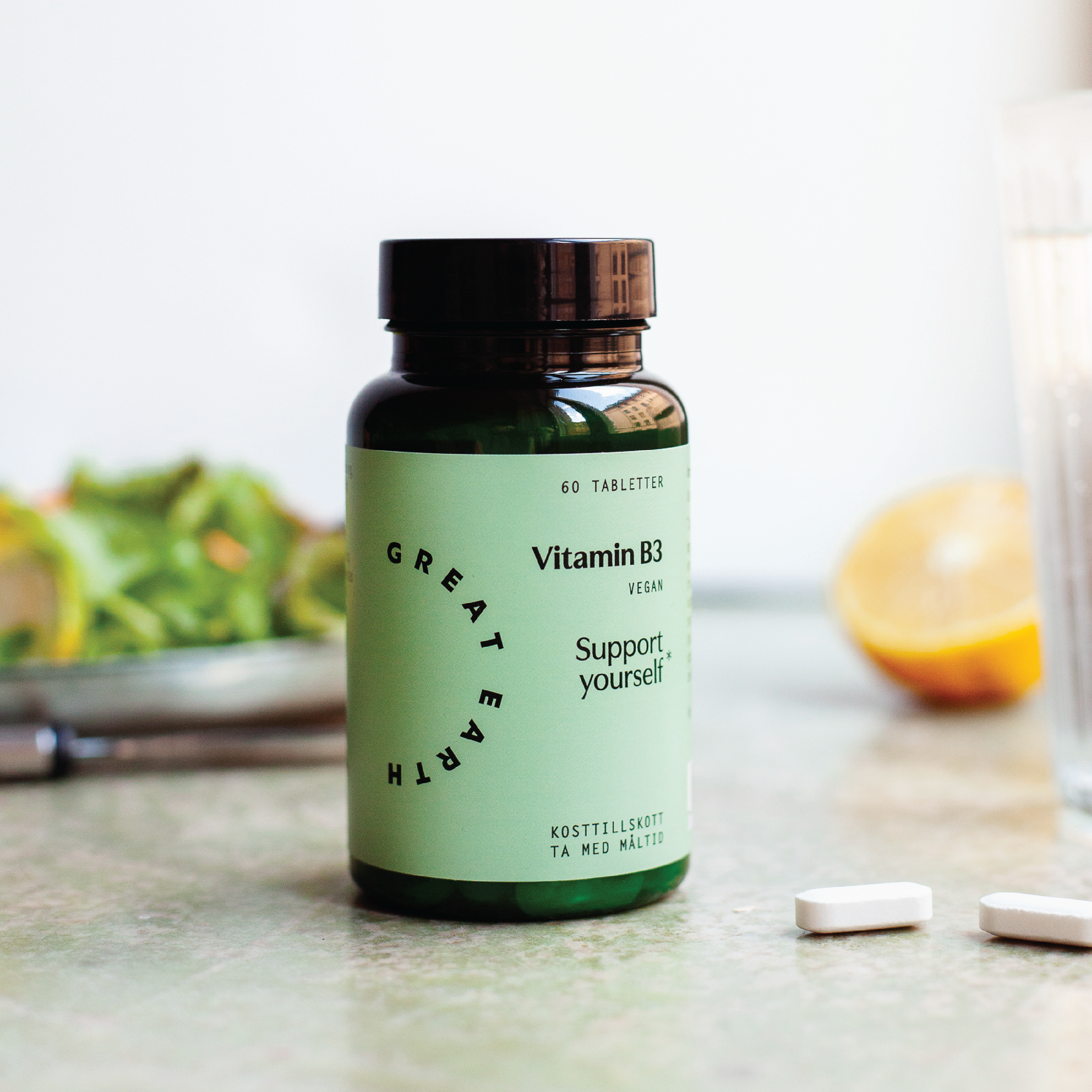 Great Earth Vitamin B3 tabletter, 60 stk.