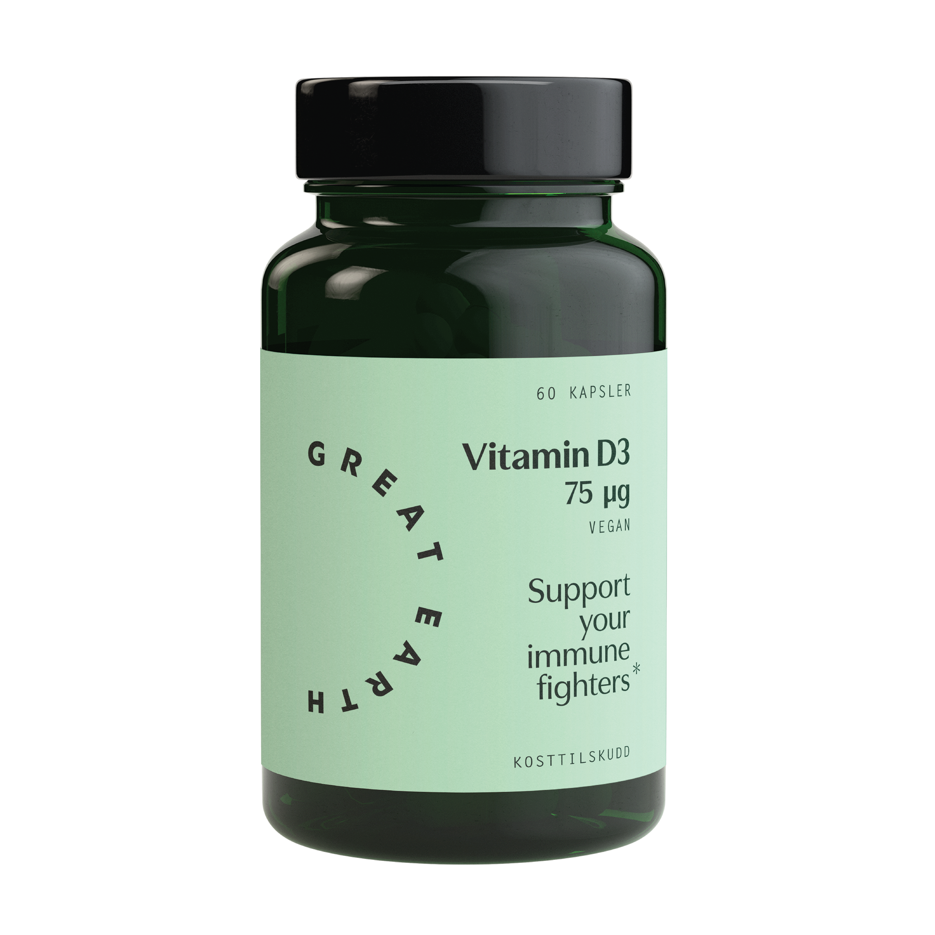 Great Earth Vitamin D3 75 μg kapsler, 60 stk.