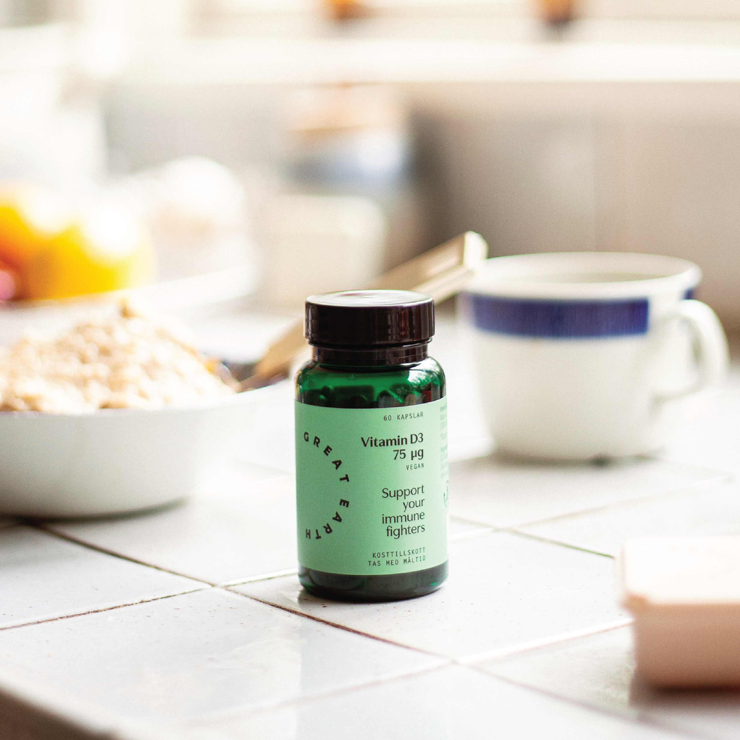 Great Earth Vitamin D3 75 μg kapsler, 60 stk.