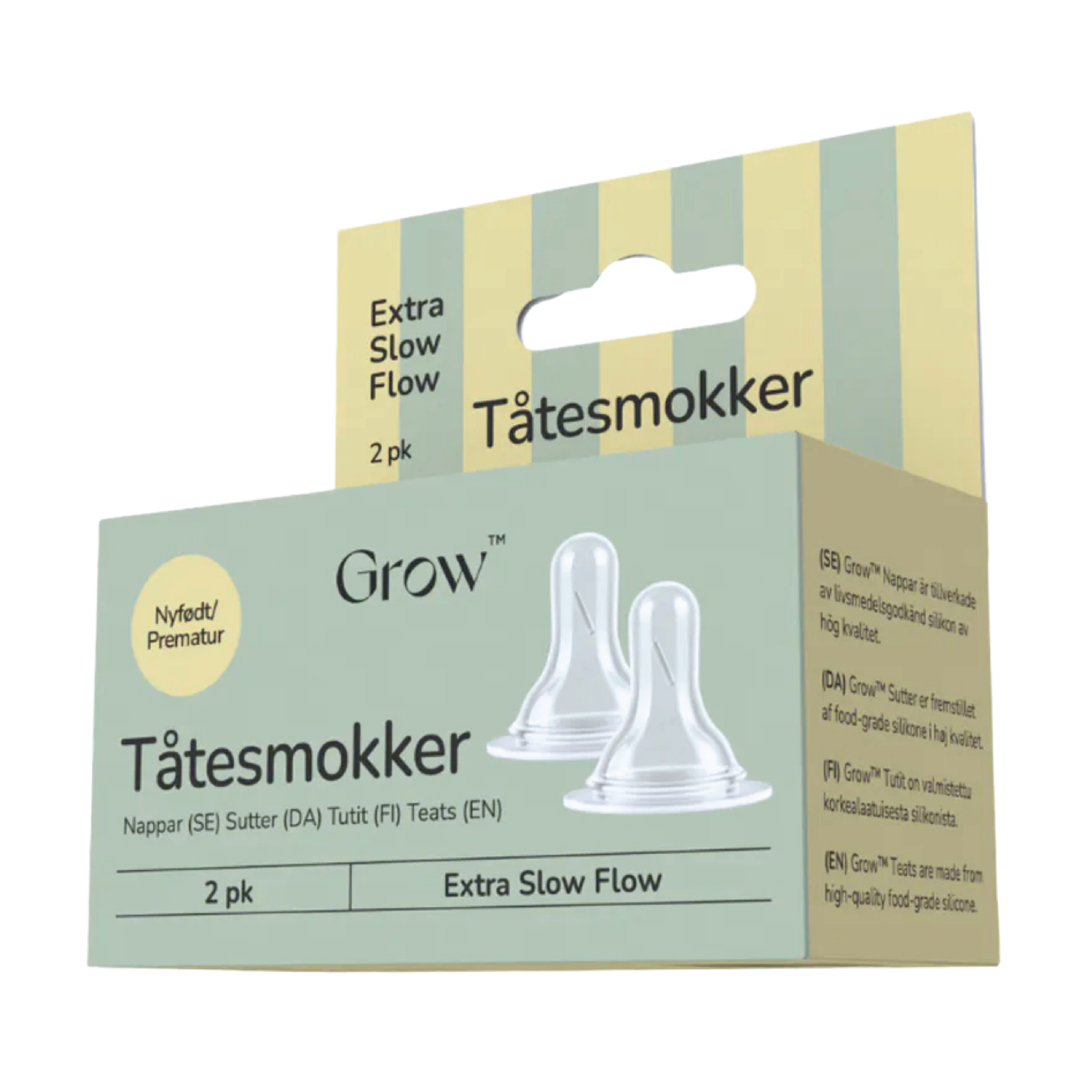 GROW Tåtesmokker, Extra Slow Flow, 2 stk.