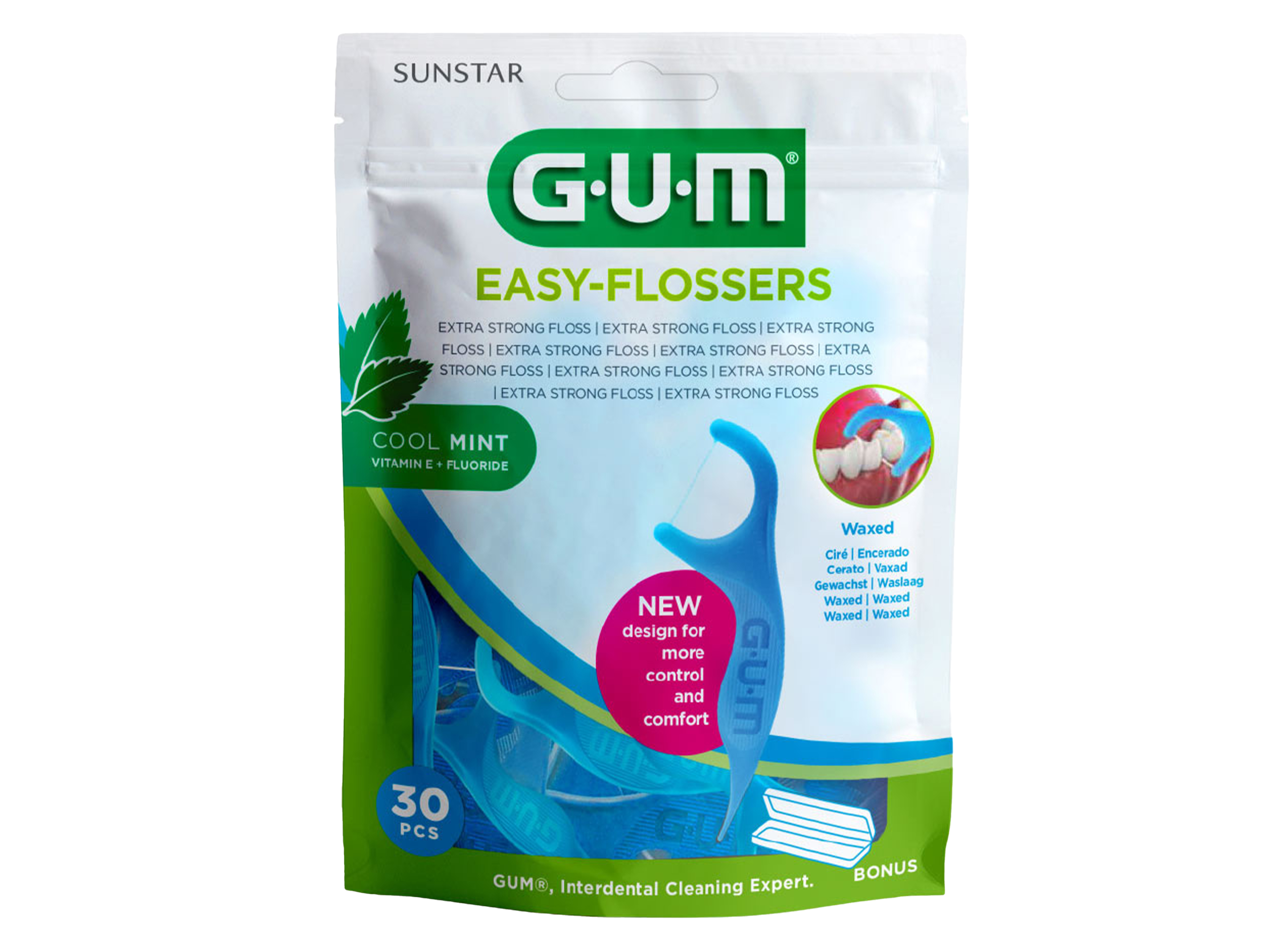 Gum Easy-Flossers Cool Mint tanntrådbøyle, 30 stk.