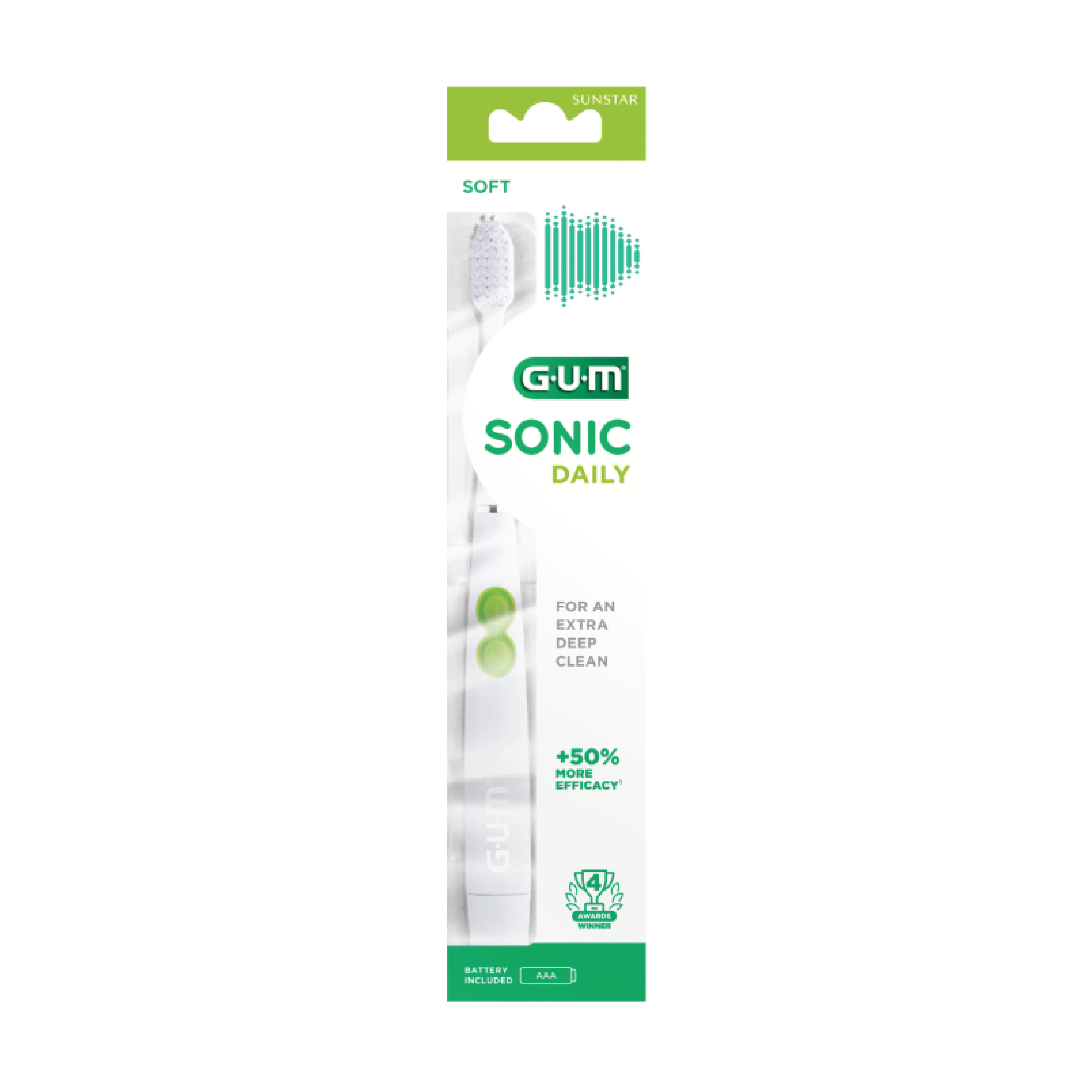 Gum Sonic Daily Battery Tannbørste Soft, 1 stk.