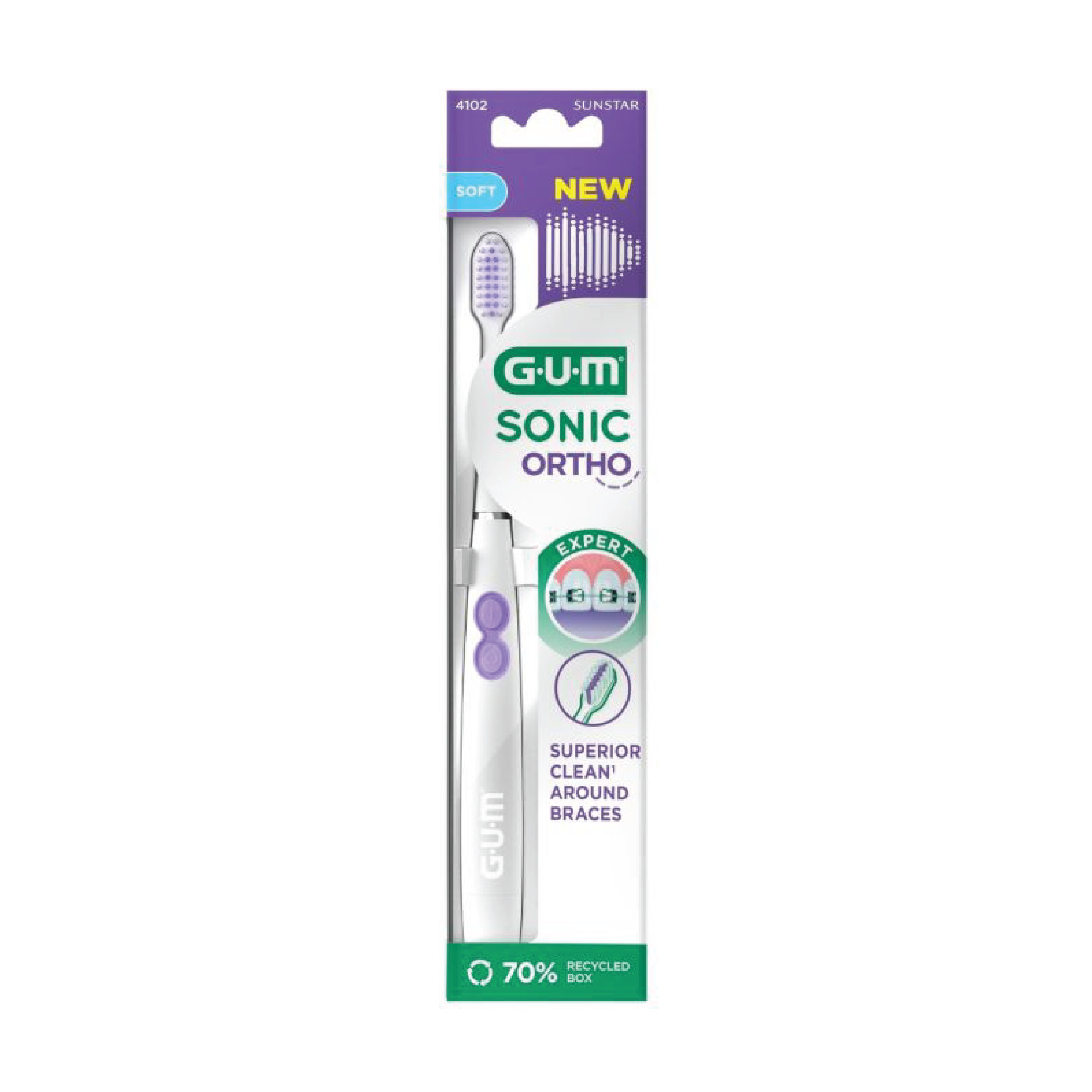 Gum Sonic Ortho Tannbørste Soft, 1 stk.