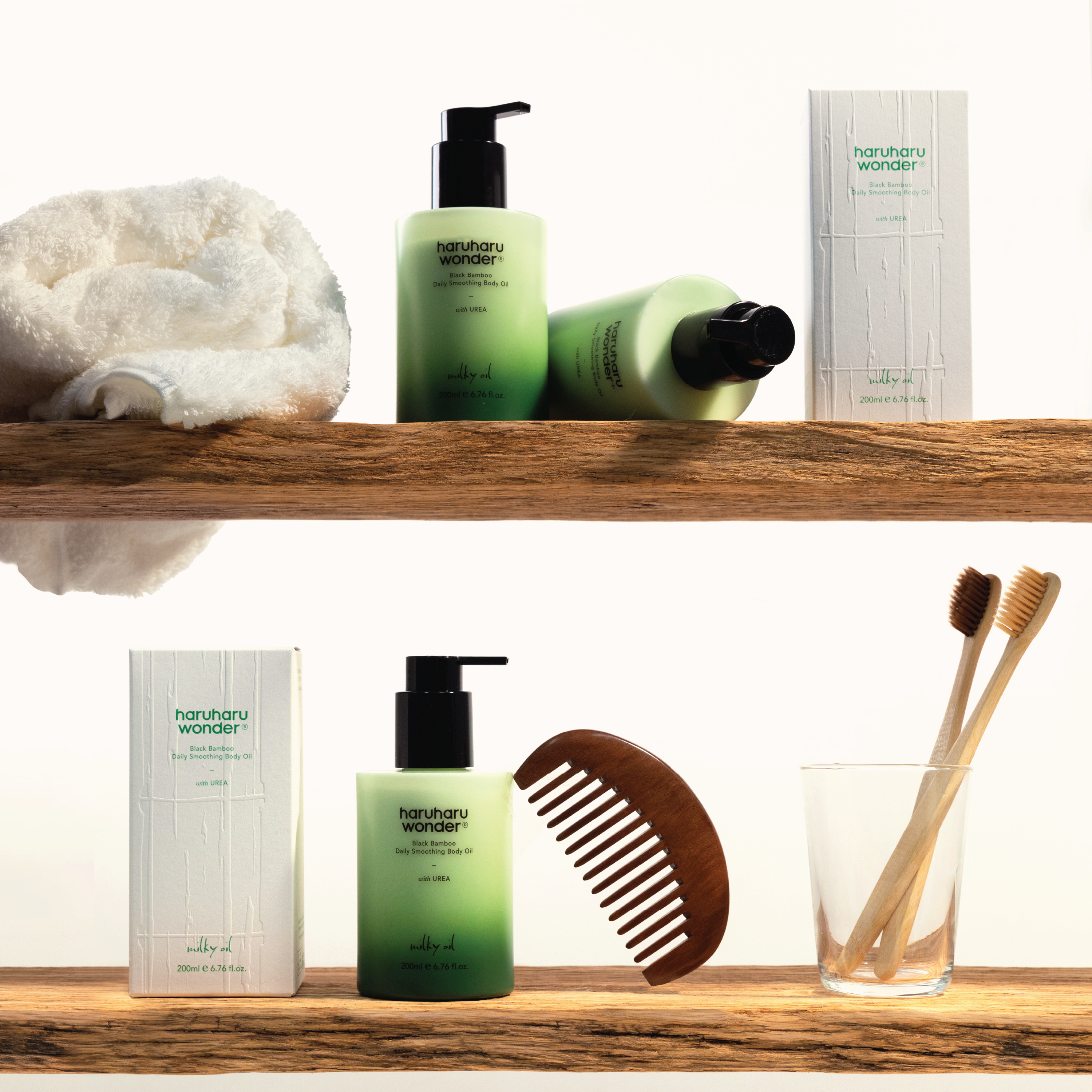 haruharu wonder Black Bamboo Daily Smoothing Body Oil, 200 ml