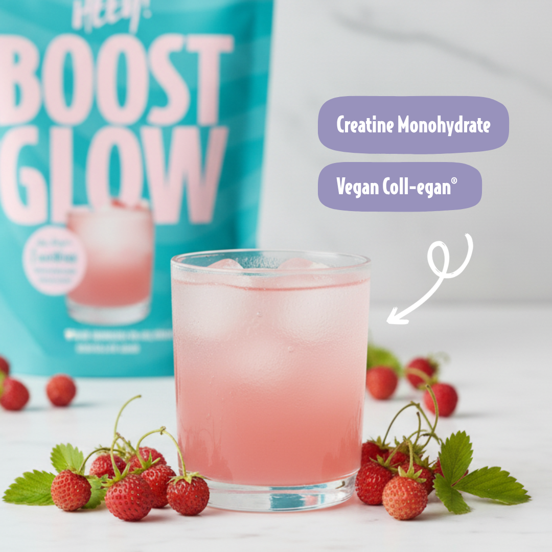 Heey! Boost & Glow Creatine+ Collegan, Wild Strawberries, 300 g