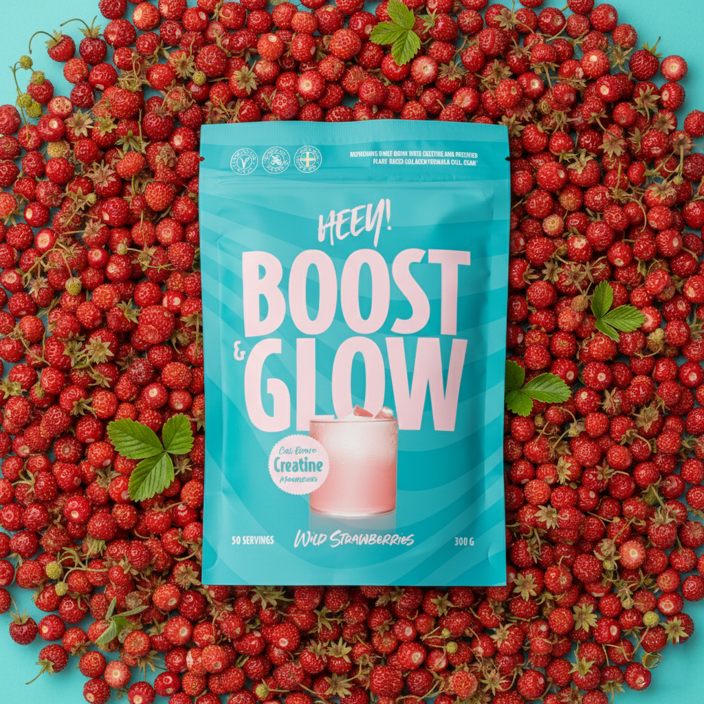 Heey! Boost & Glow Creatine+ Collegan, Wild Strawberries, 300 g