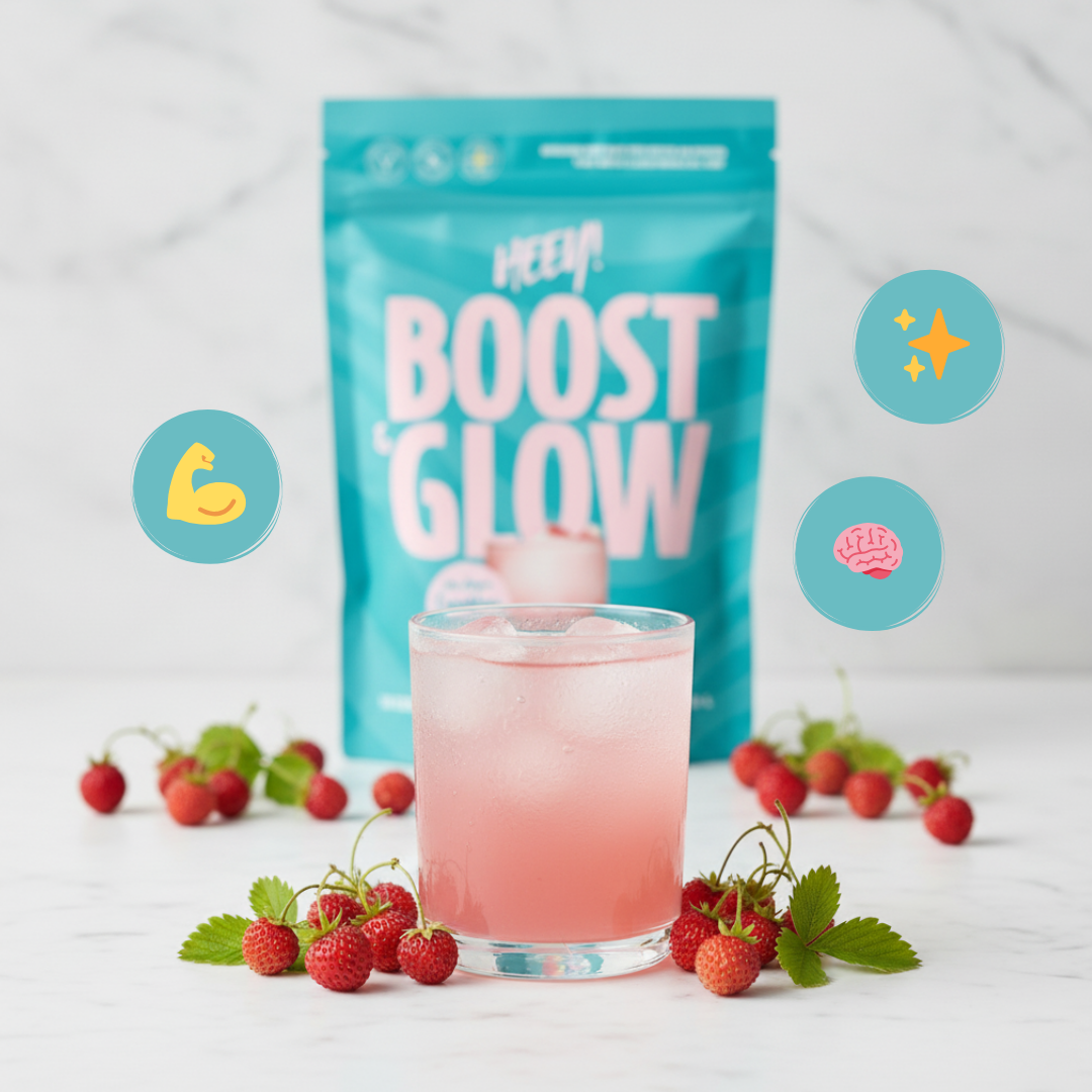 Heey! Boost & Glow Creatine+ Collegan, Wild Strawberries, 300 g