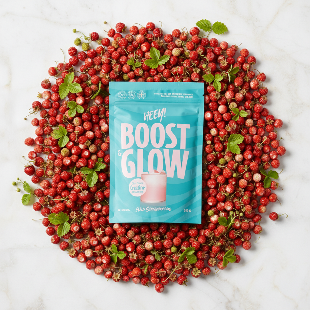 Heey! Boost & Glow Creatine+ Collegan, Wild Strawberries, 300 g