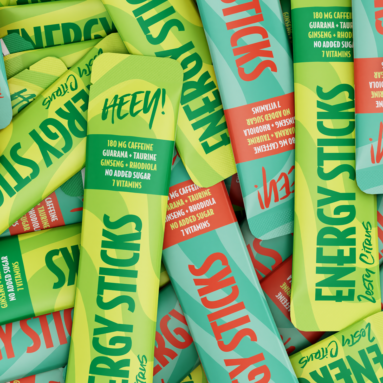 Heey! Energy Sticks Koffein + Guarana, Zesty Citrus, 30 stk.