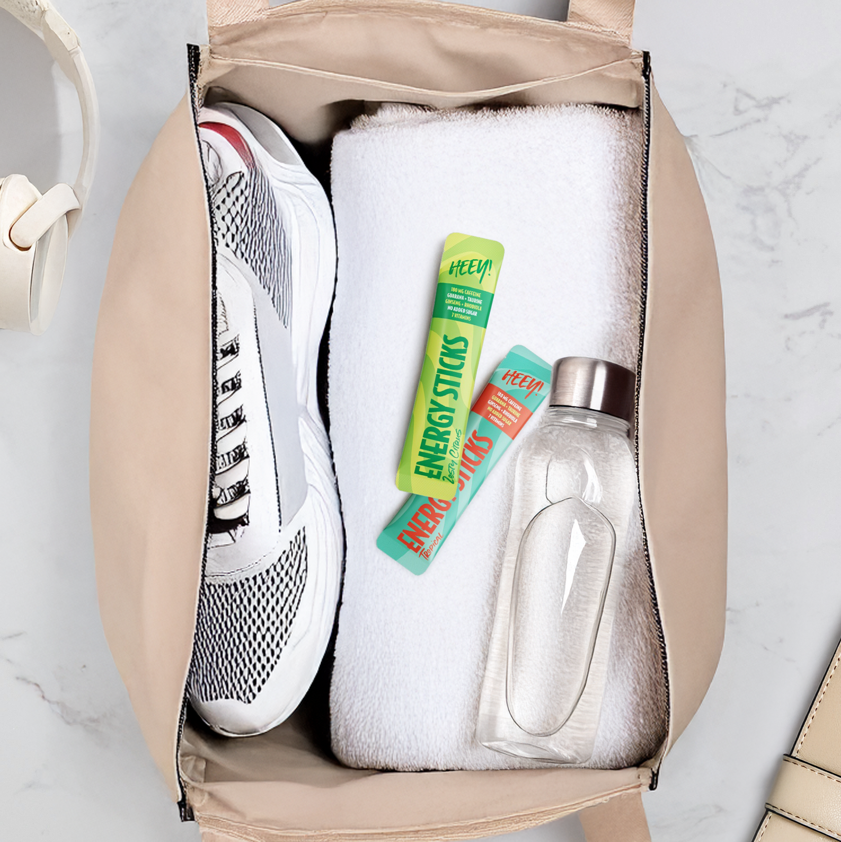 Heey! Energy Sticks Koffein + Guarana, Tropisk, 30 stk.