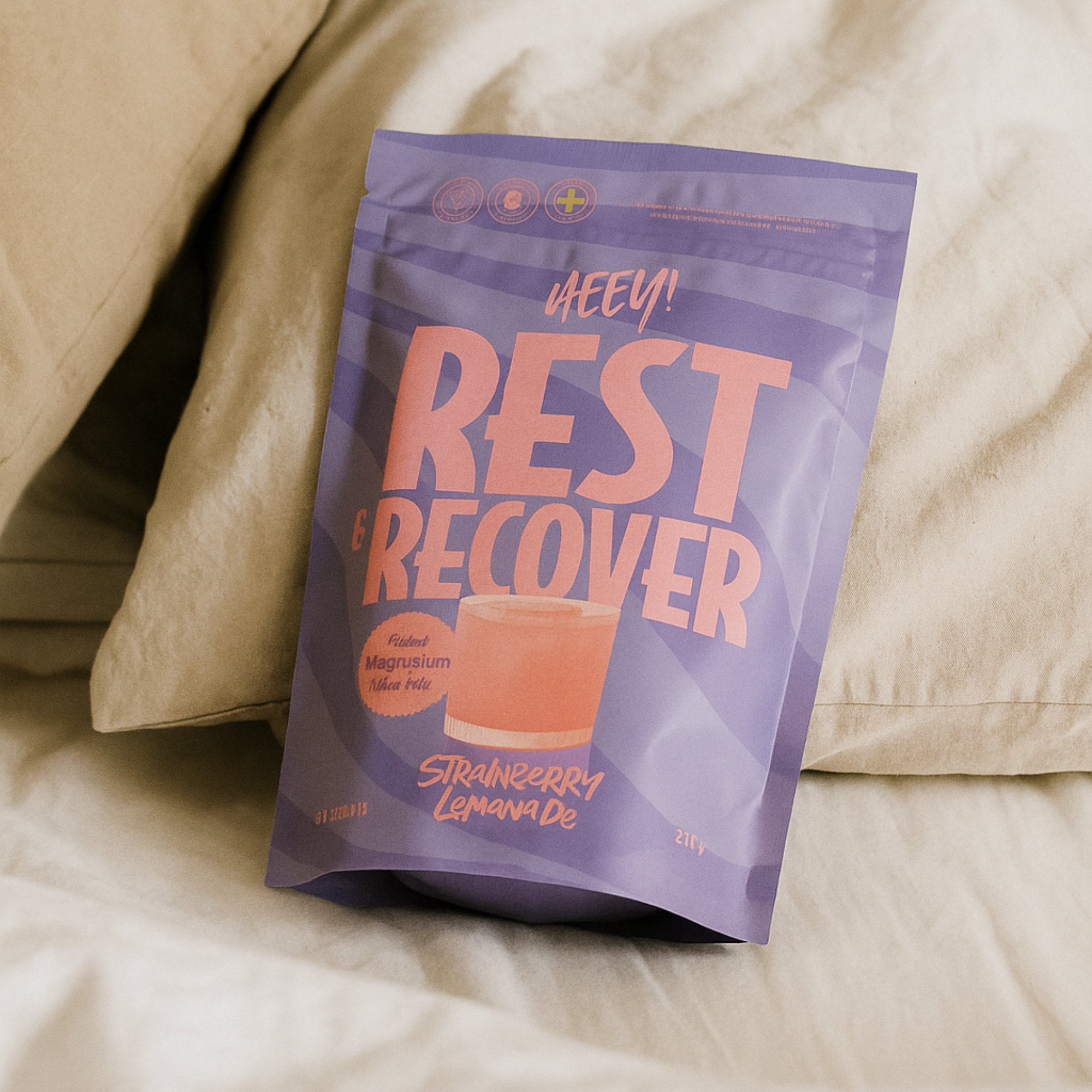 Heey! Rest & Recover Magnesium, Strawberry Lemonade, 210 g