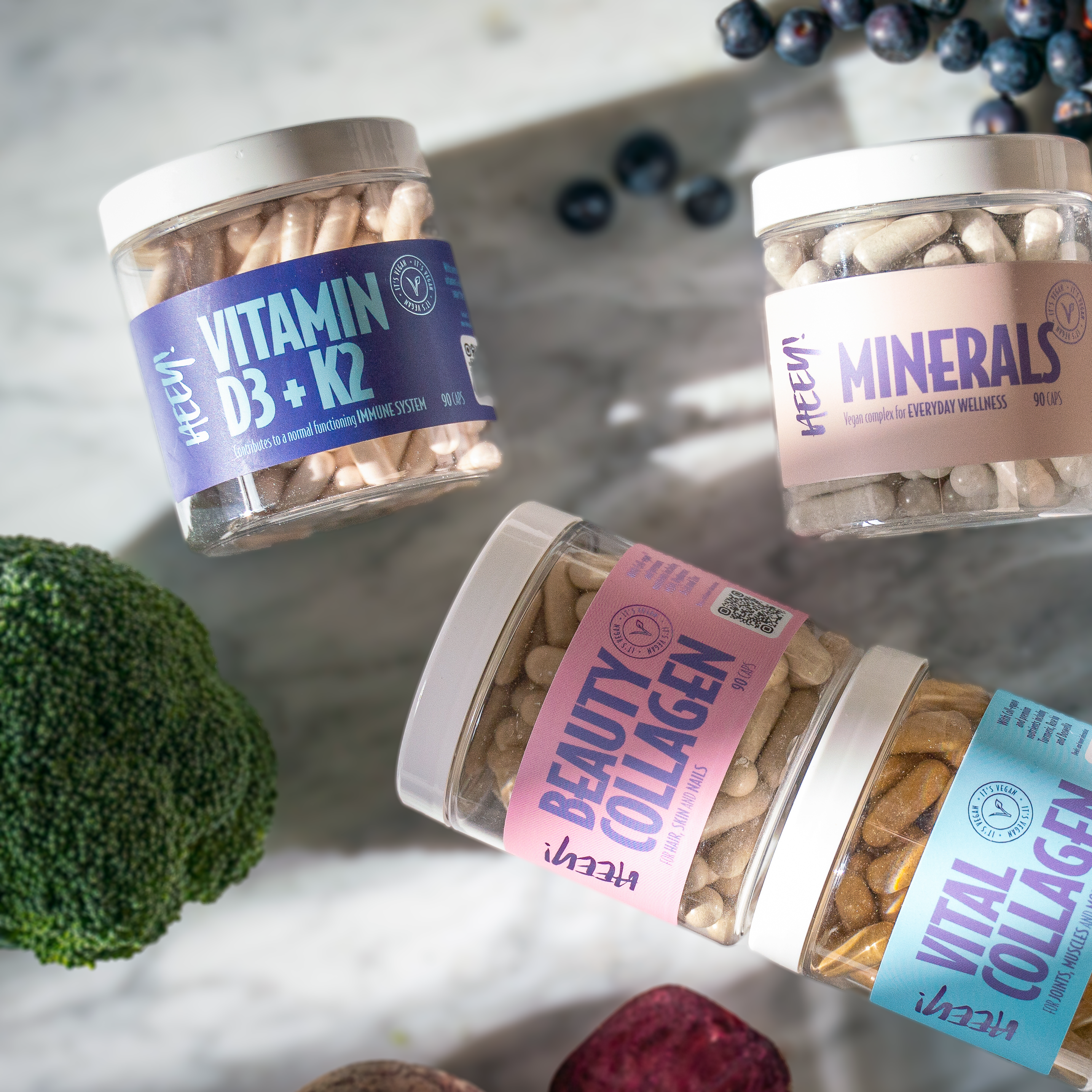 Heey! Vitamin D3/K2 + Superfruits kapsler, 90 stk.