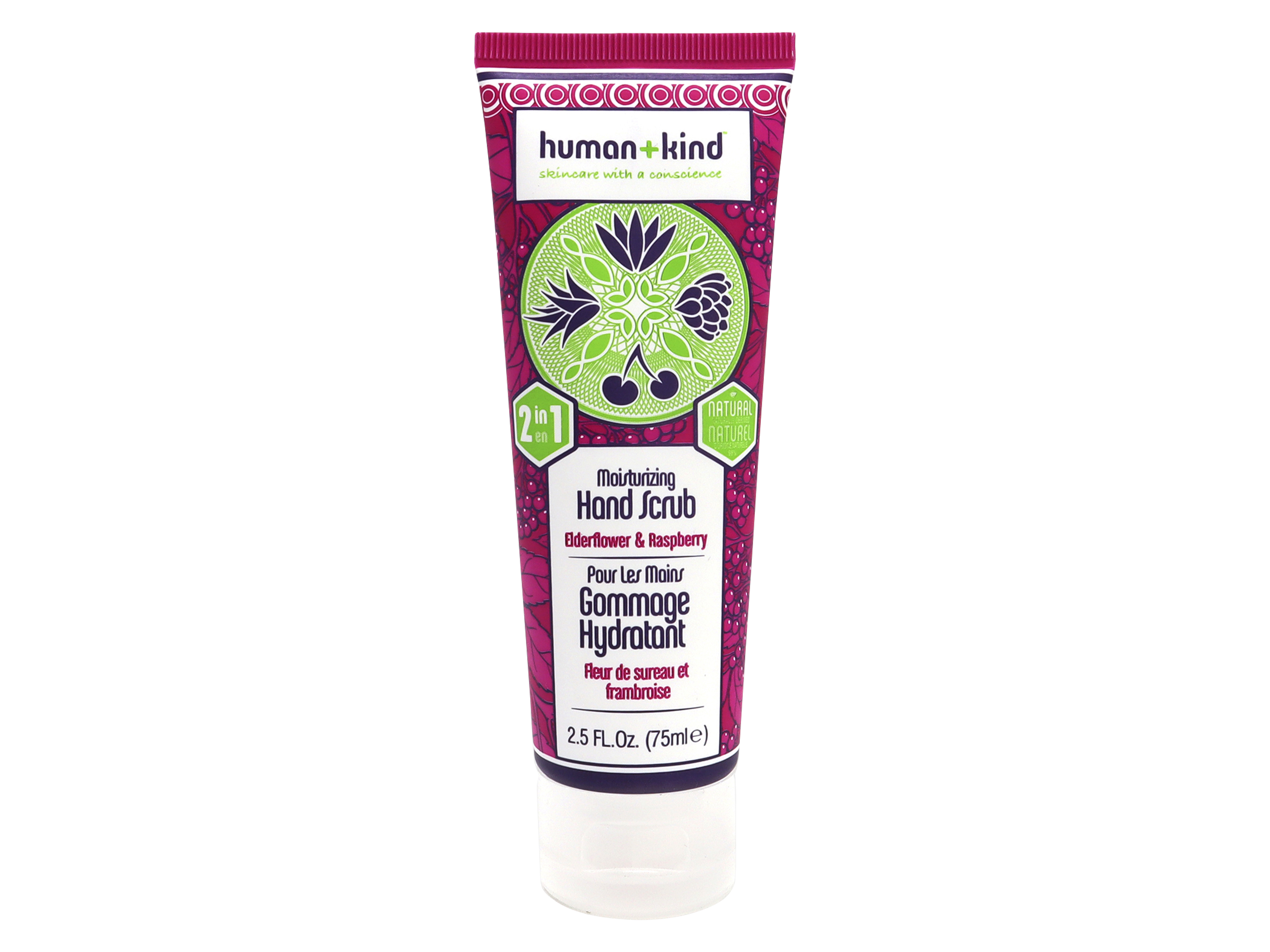 Human+Kind Moisturizing Hand Scrub Elderflower & Raspberry, 75 ml