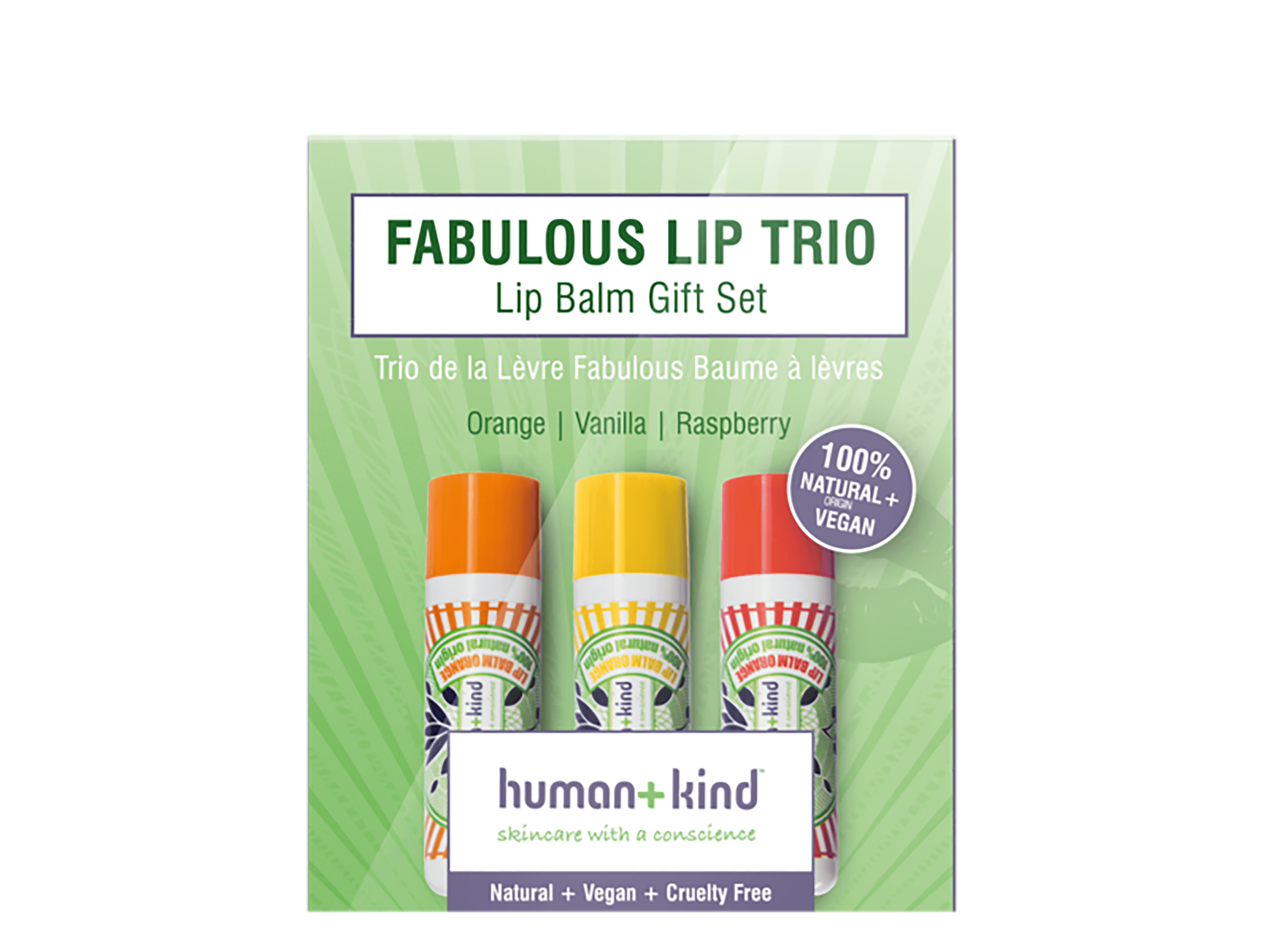 Human+Kind Lip Balm Trio, 3 x 4.8 gram