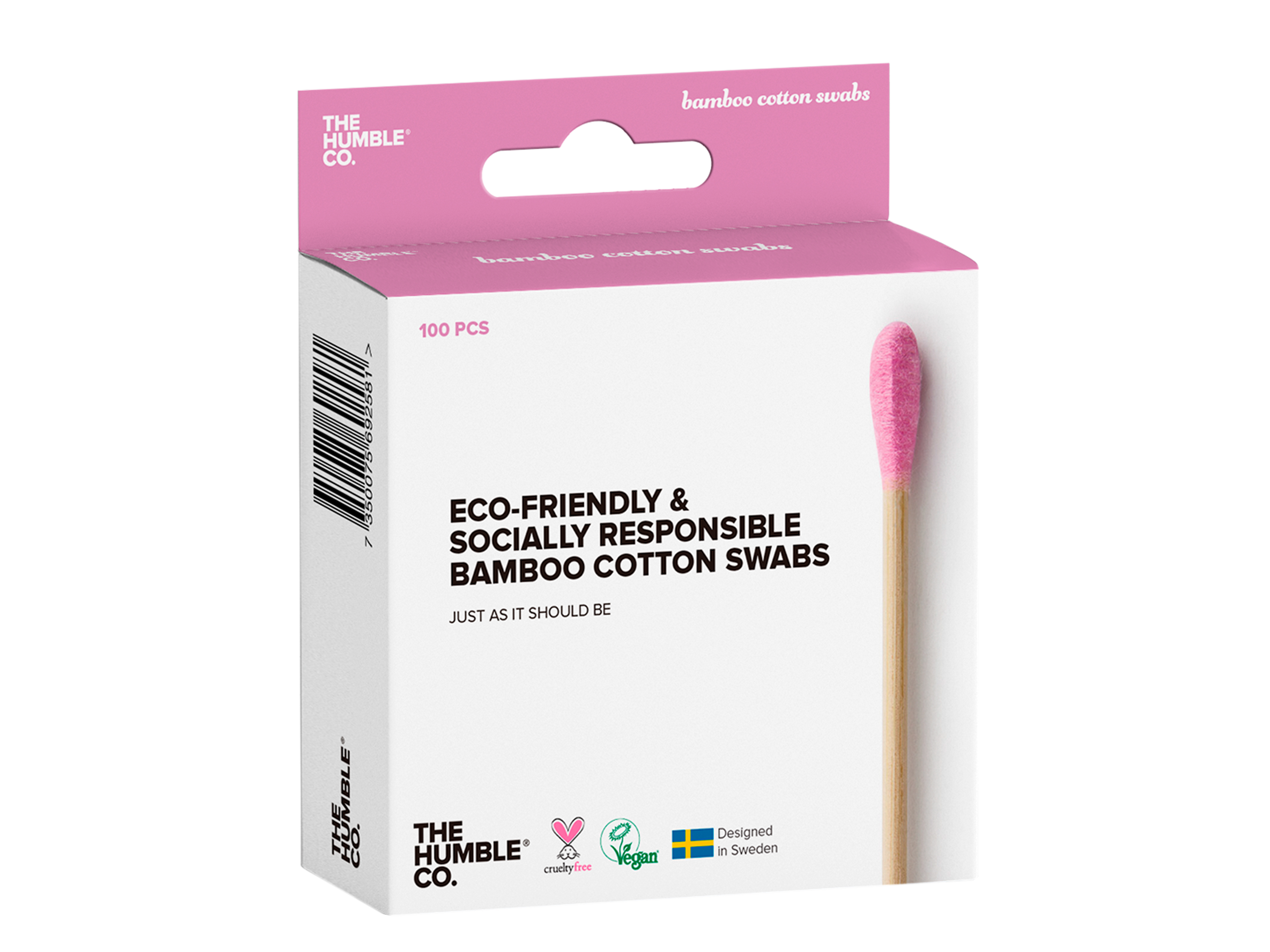 The Humble Co. Natural Cotton Swabs, Q tips, Purple, 100 stk.