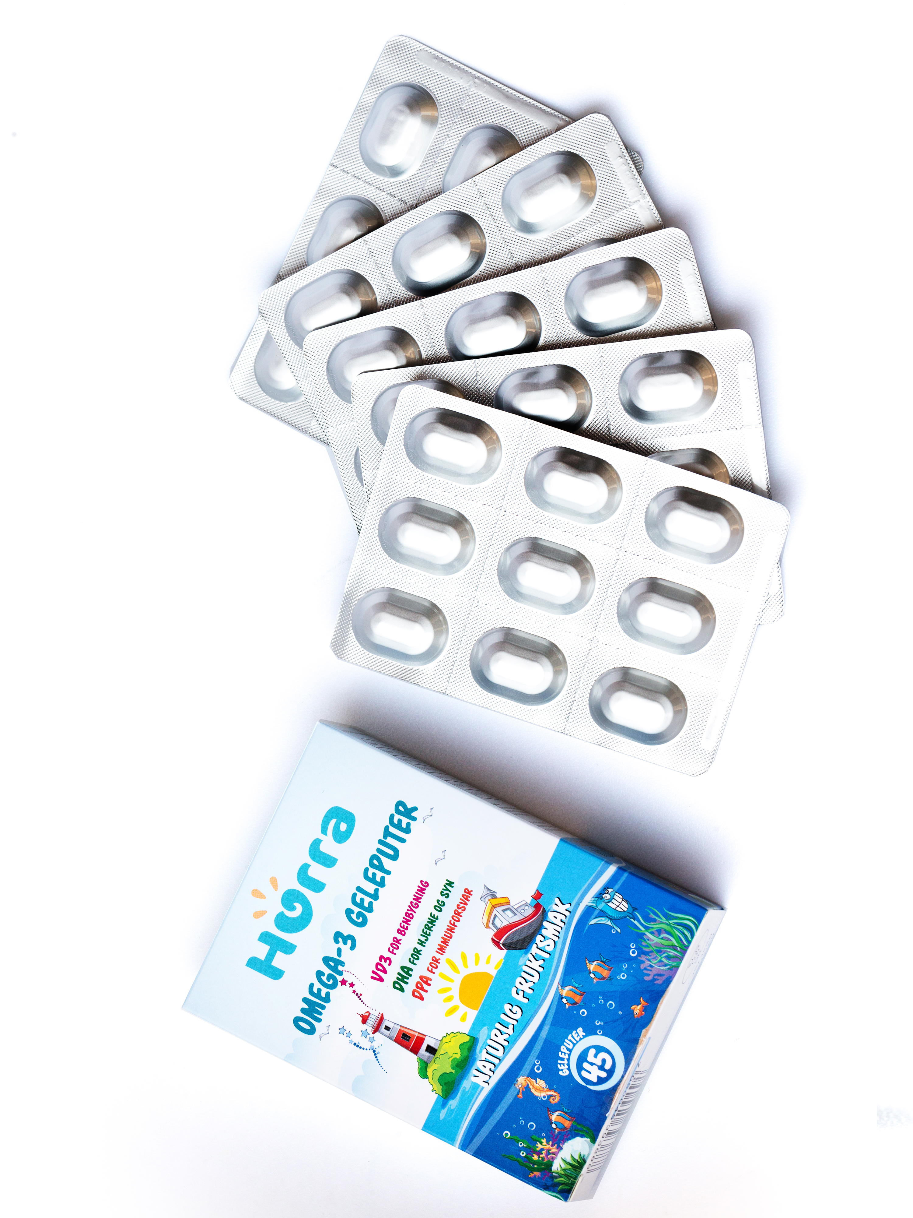 Hurra Omega-3 Geleputer, 45 stk.