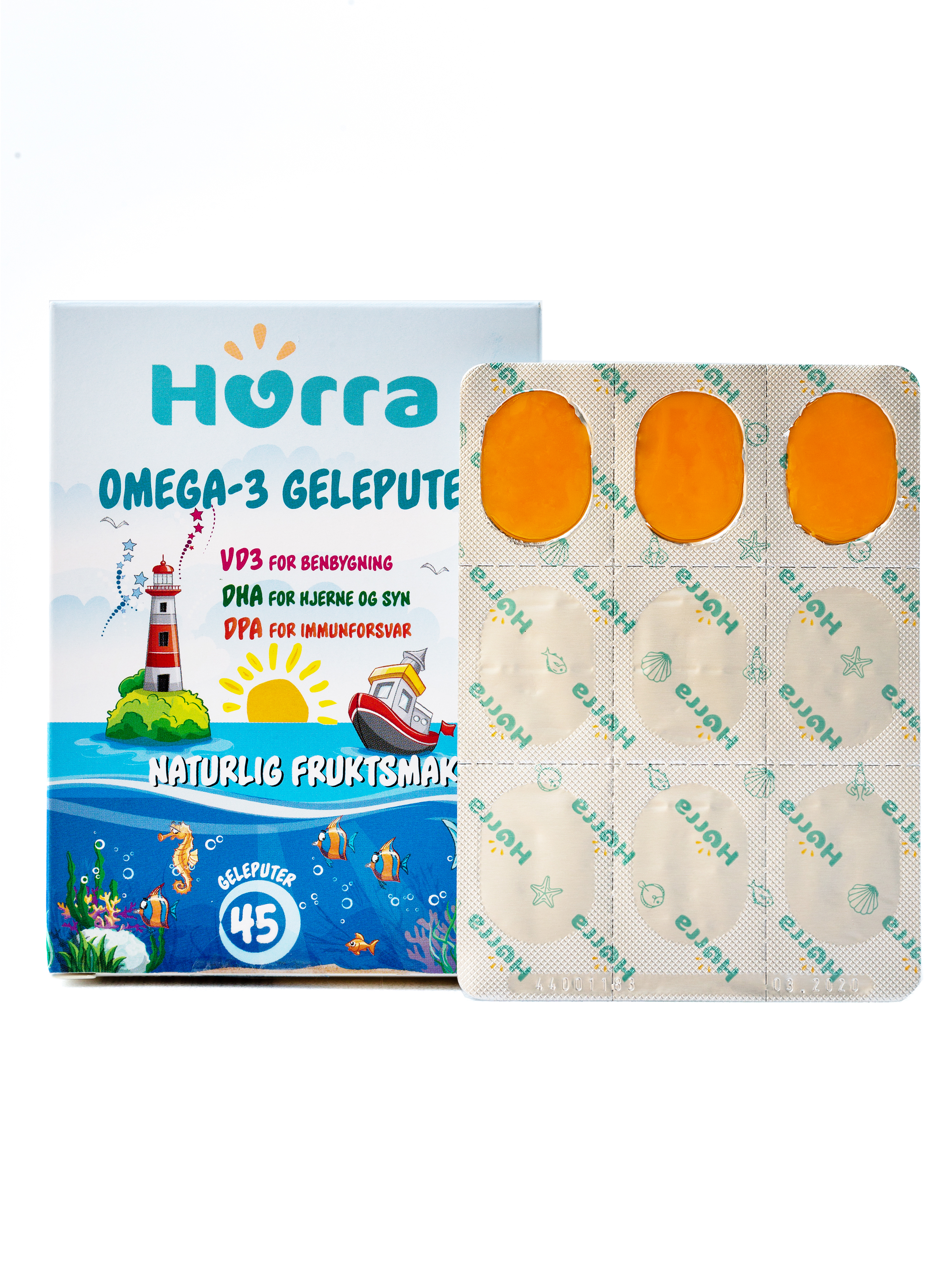 Hurra Omega-3 Geleputer, 45 stk.