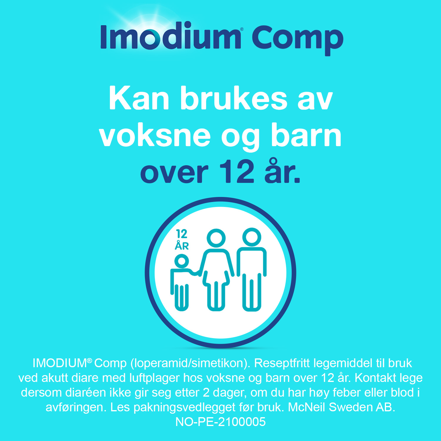 Imodium Comp 2 mg/125 mg tabletter, 12 stk.