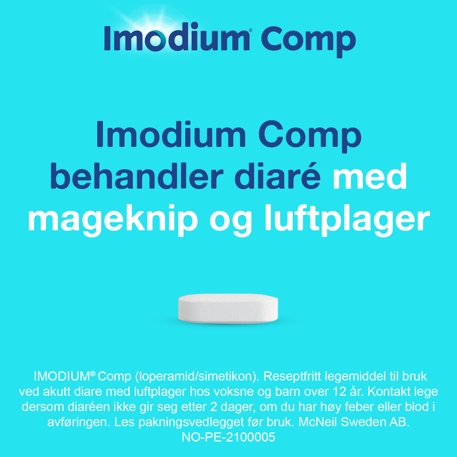 Imodium Comp 2 mg/125 mg tabletter, 12 stk.