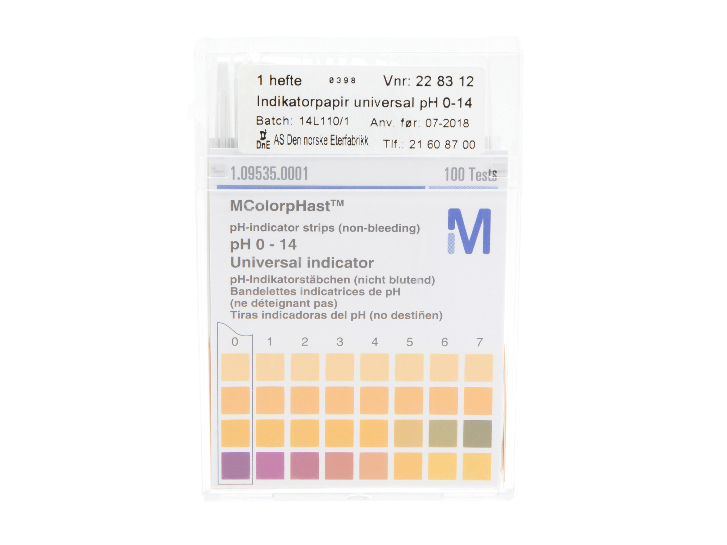 Indikatorpapir universal, pH 0-14, 100 stk.