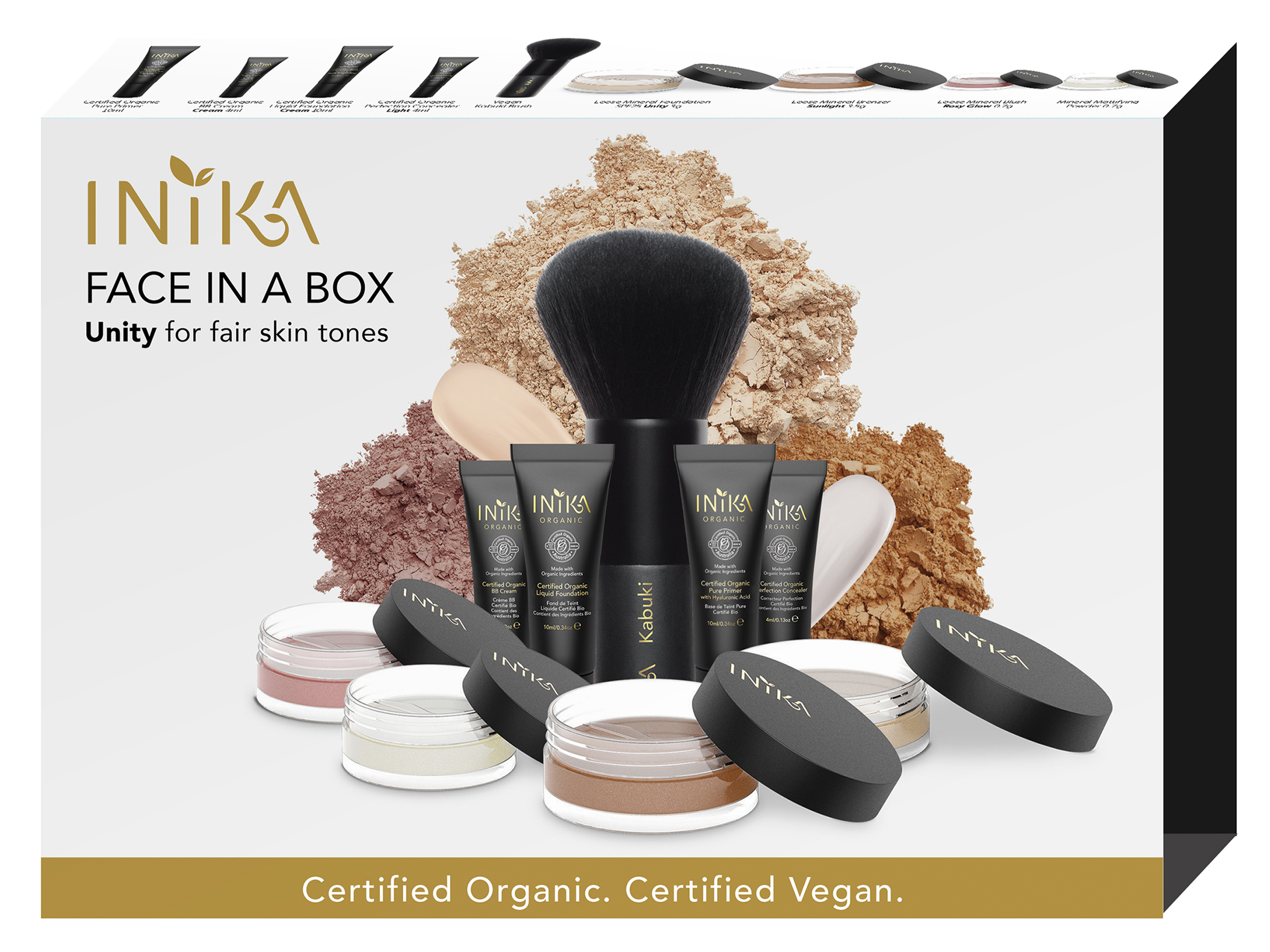 INIKA Organic Face in a Box - The Essentials Starter Kit, Gavesett, Unity, 1 sett
