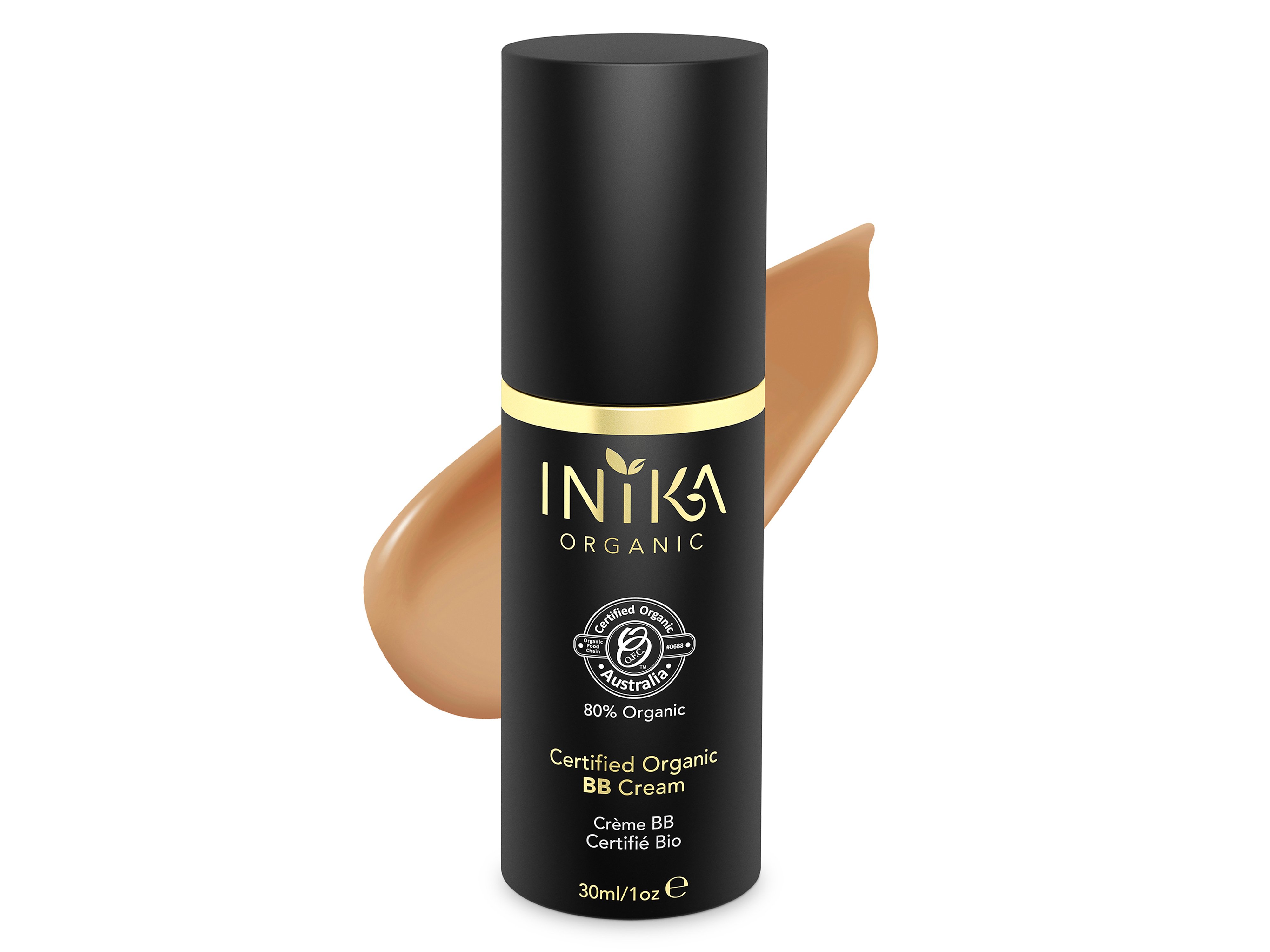 INIKA Organic Certified Organic BB Cream, Honey, 30 ml