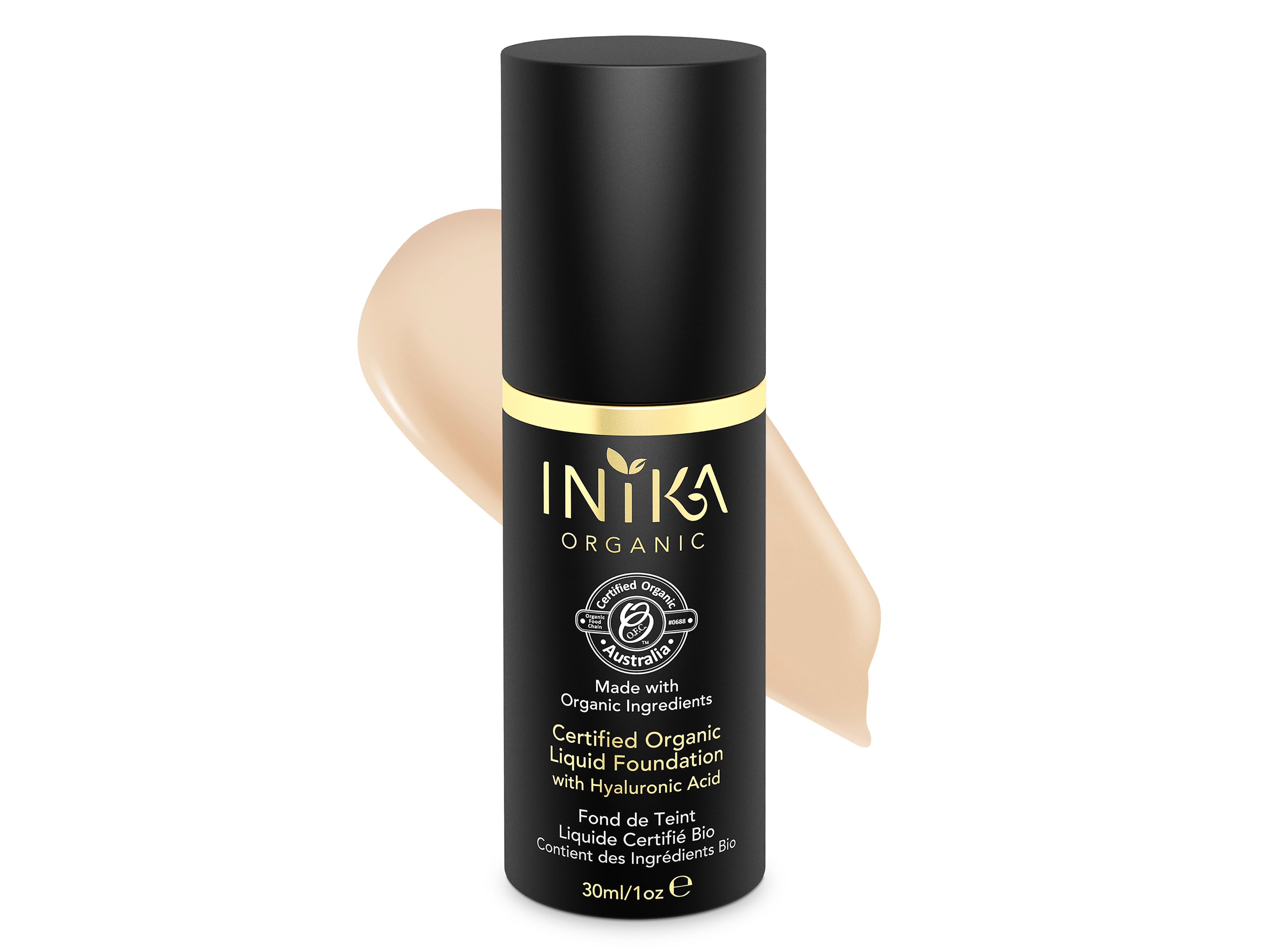 INIKA Organic INIKAOrganic Certified Liquid Foundation with Hyaluronic Acid, Nude, 30 ml