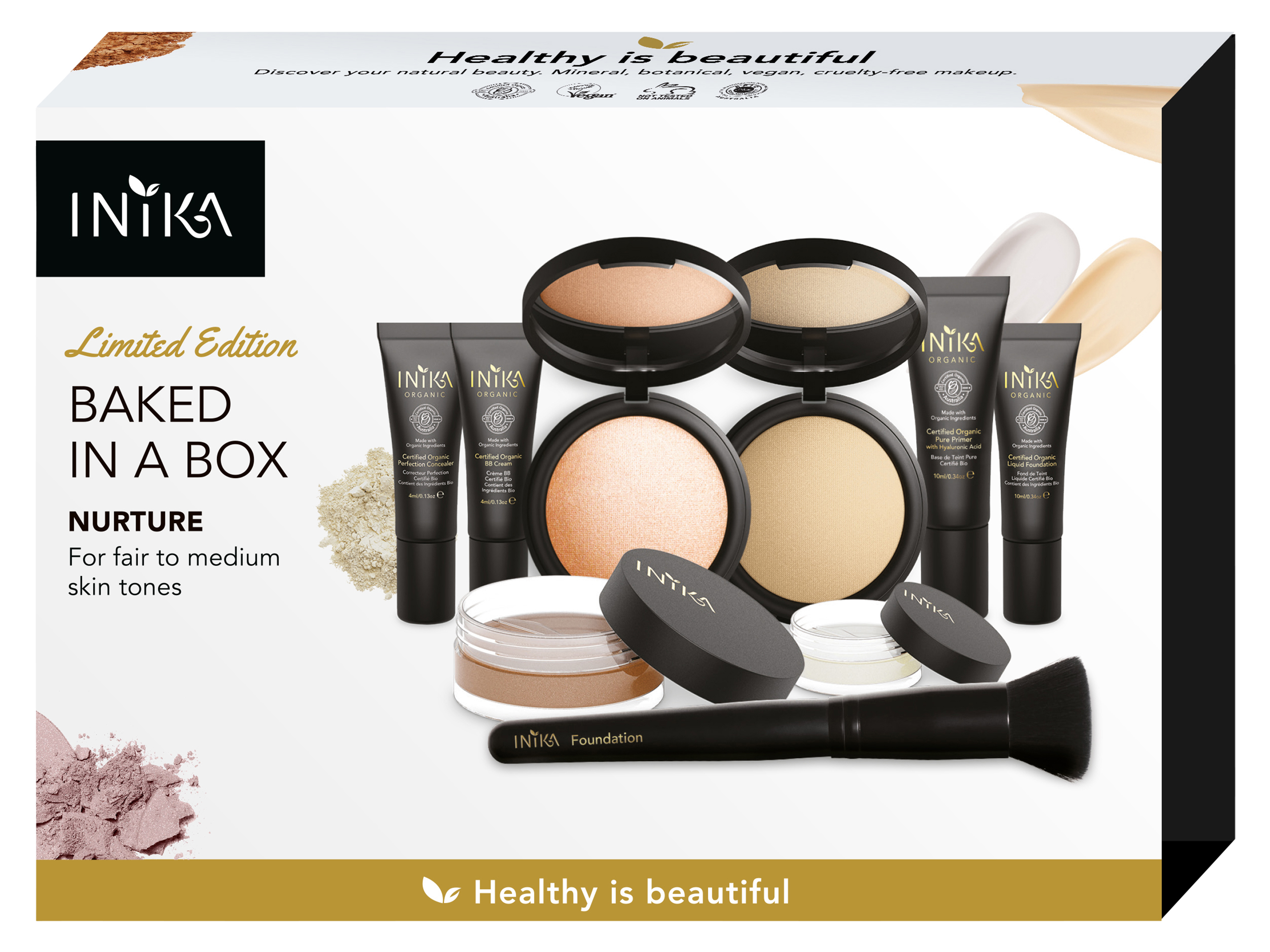 INIKA Organic Limited Edition Baked In A Box Kit, Gavesett, Nurture, 1 sett