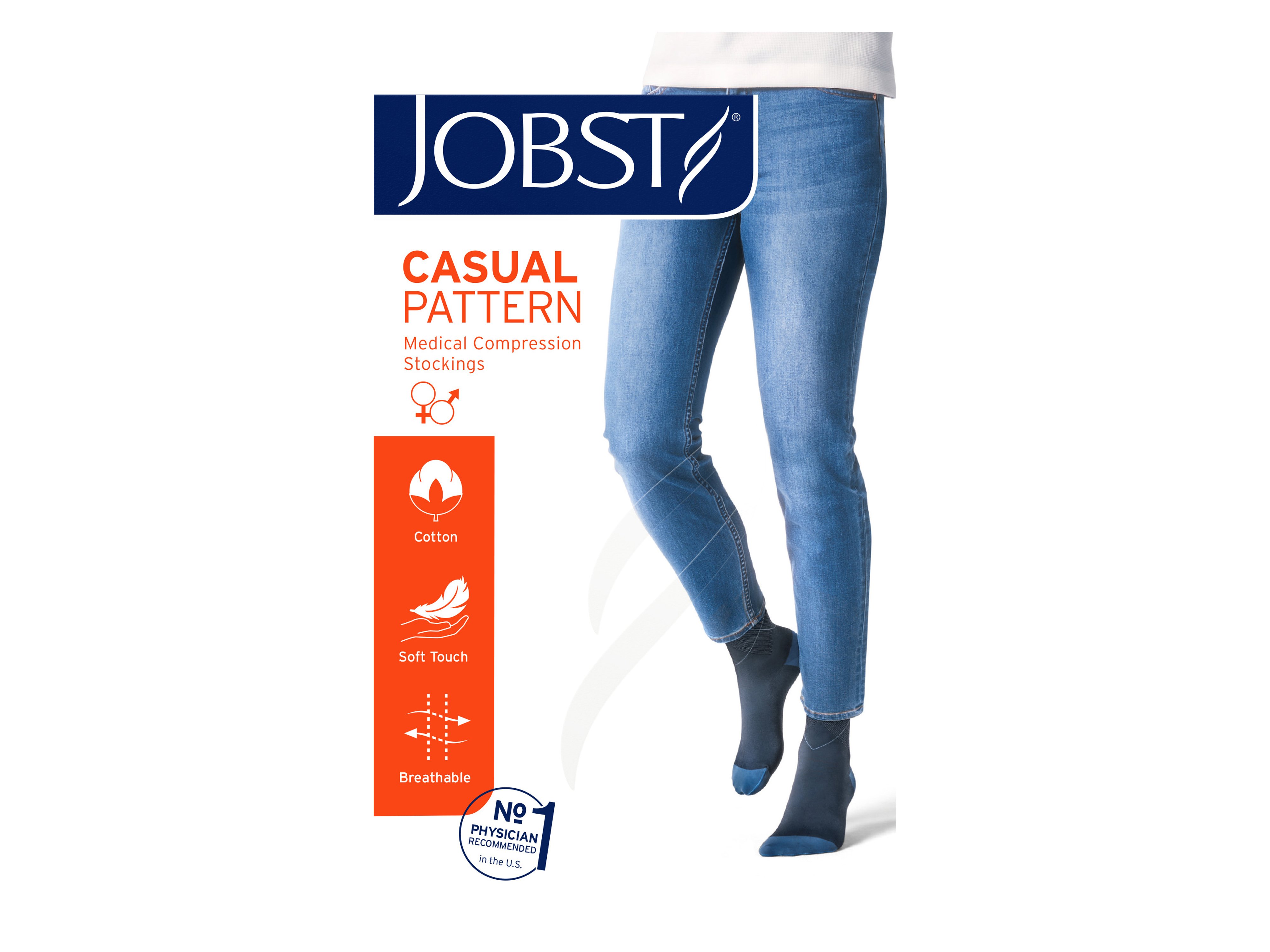 JOBST Casual Pattern Knestrømpe Klasse 1, Small, grå, 1 par
