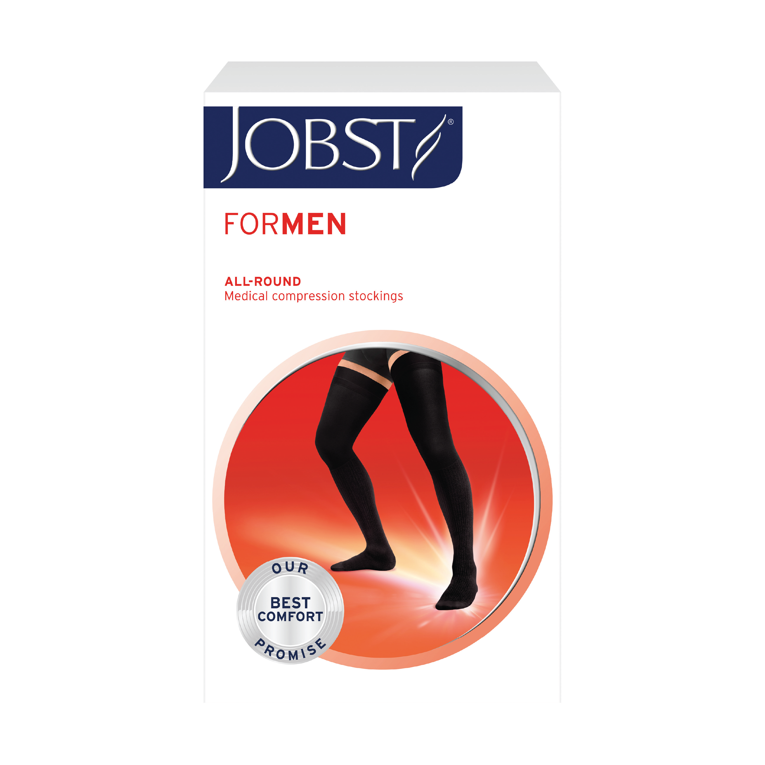 JOBST For Men Lårstrømpe Klasse1, Large, sort, 1 par